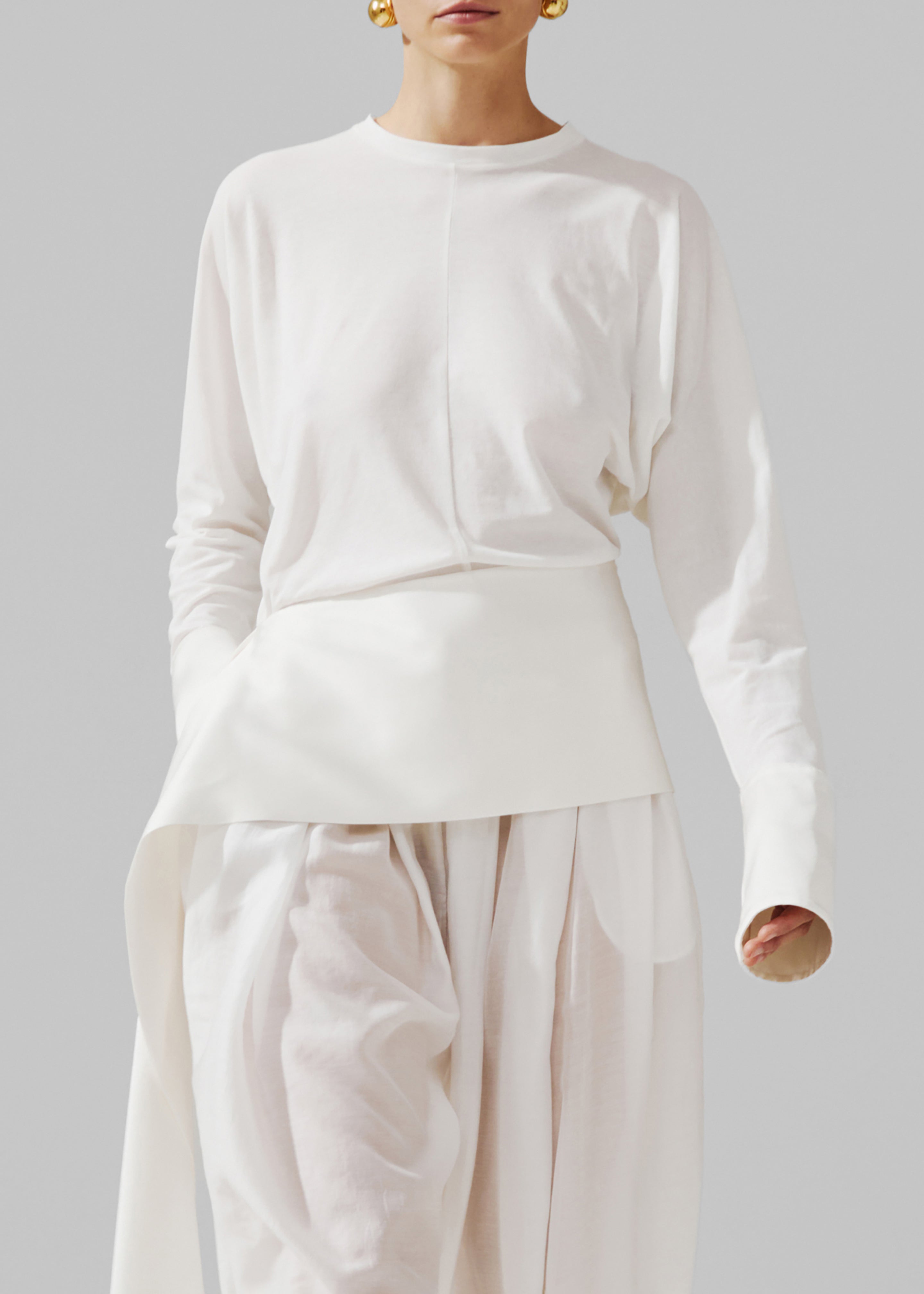 Darkpark Luna Jersey Top With Dropped Satin Details - White - 2