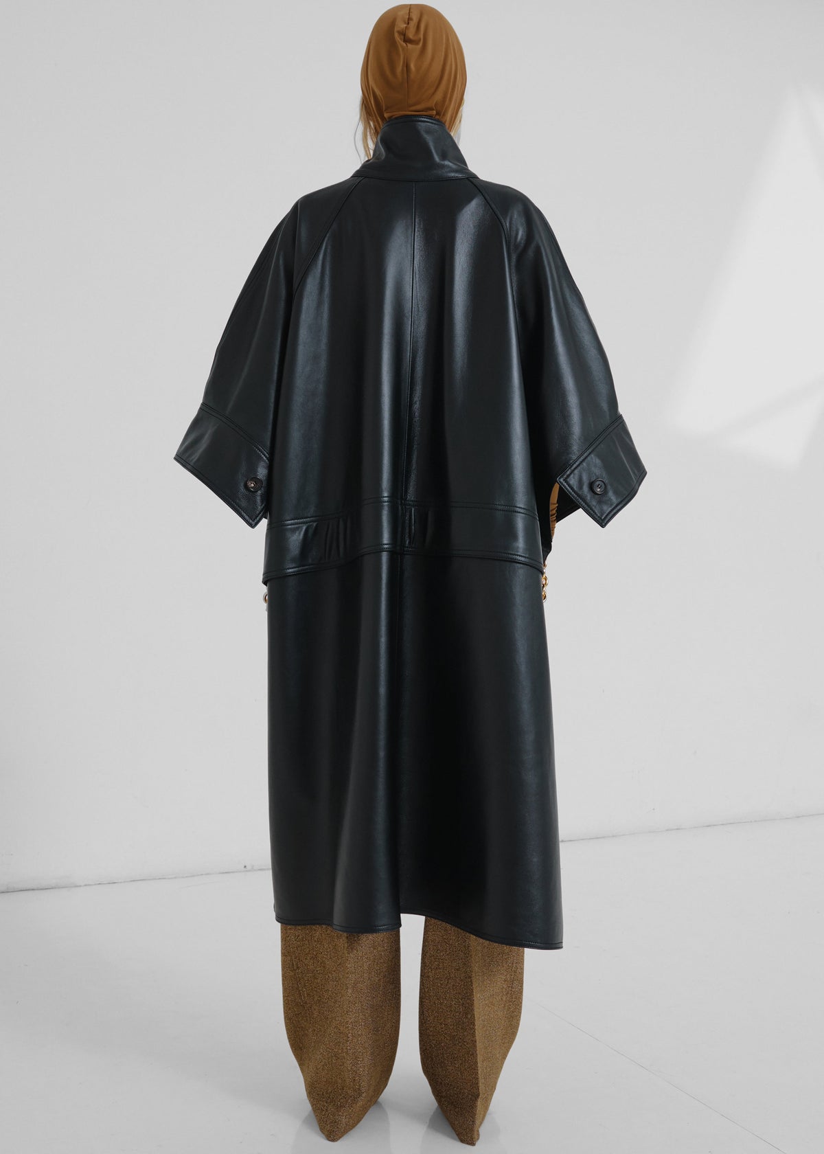 Darkpark Nat Long - Nappa Leather Oversized Cape Coat - Black - 6