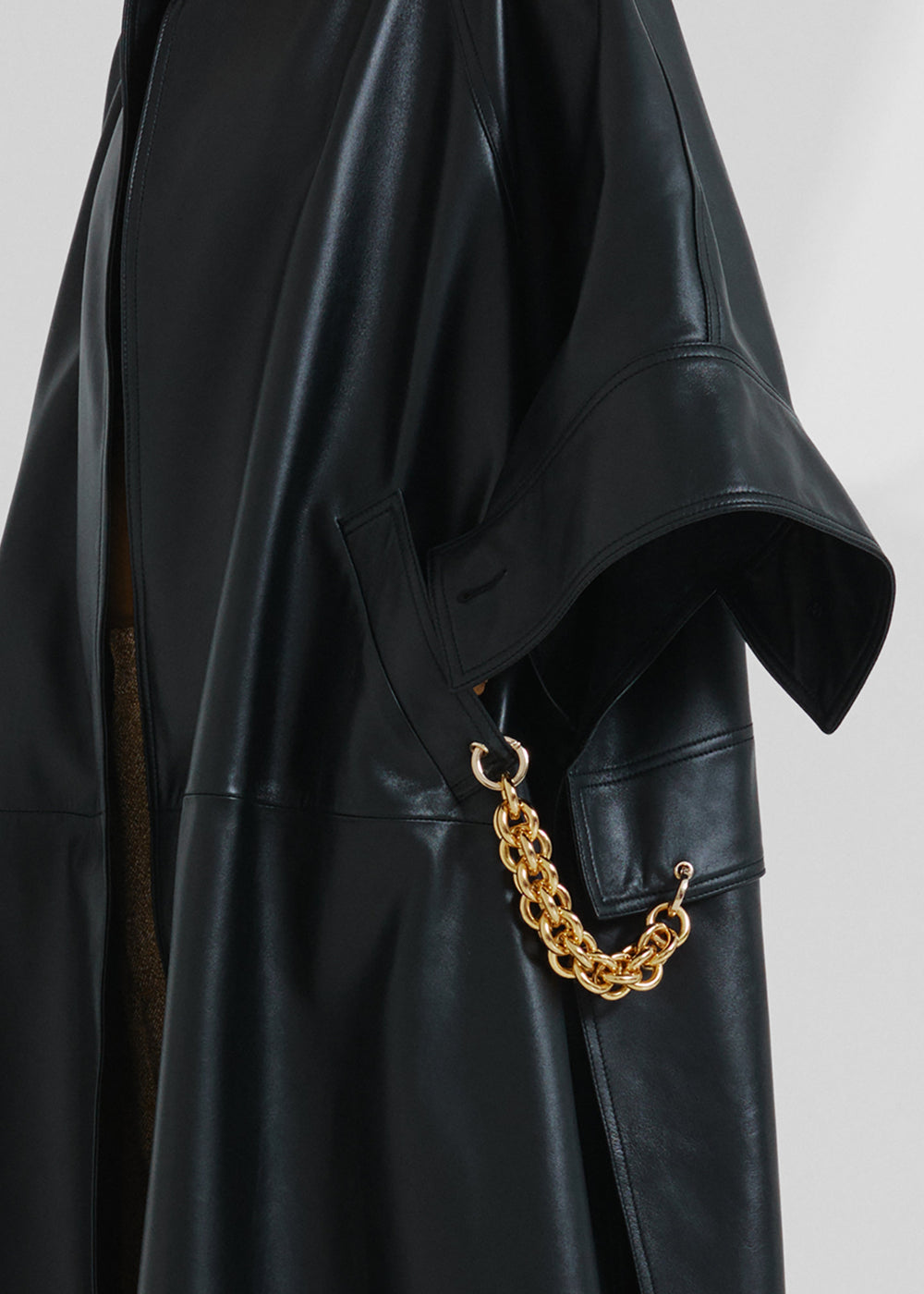 Darkpark Nat Long - Nappa Leather Oversized Cape Coat - Black - 1