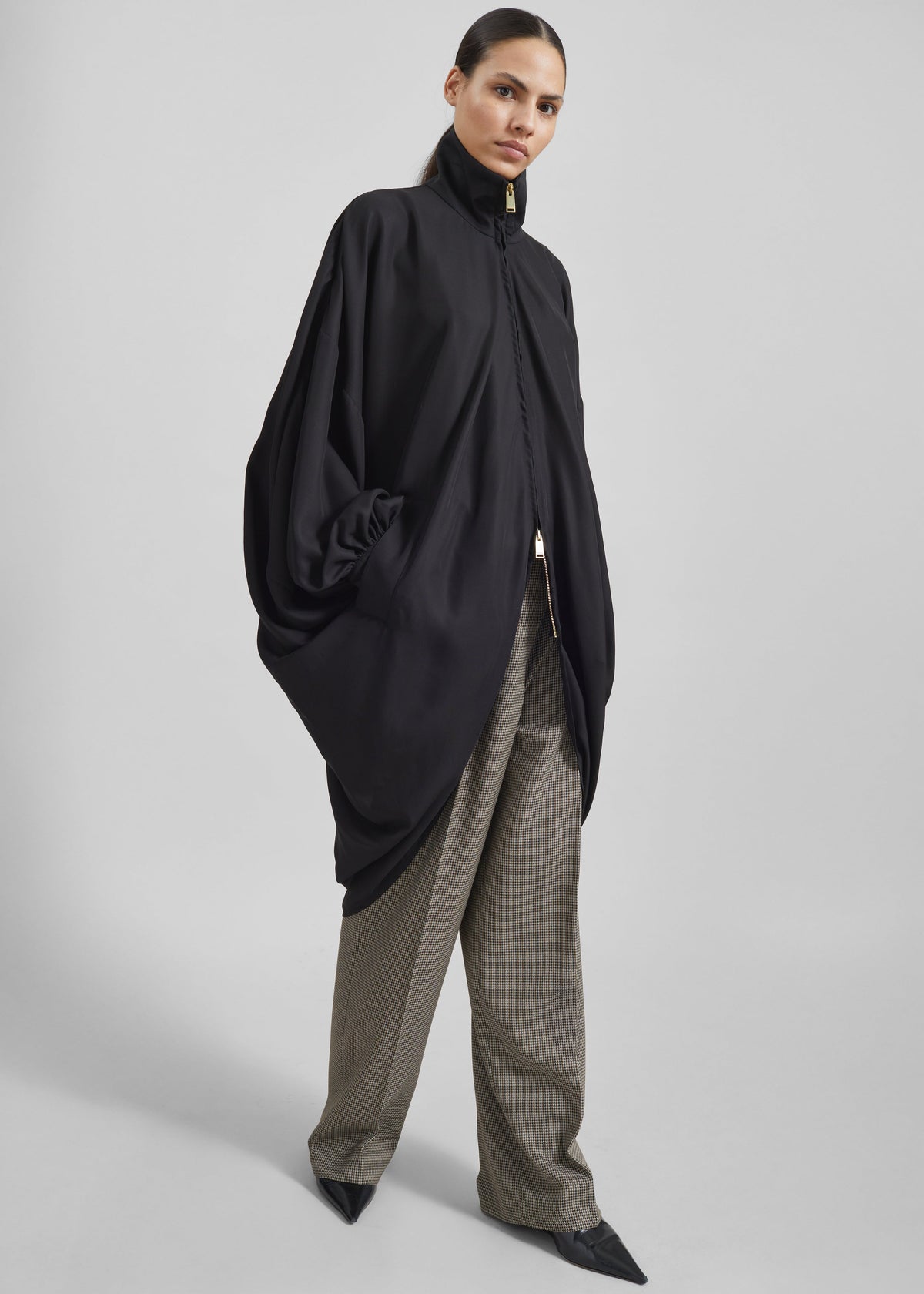 Darkpark Norma Draped Sleeves Bomber Jacket - Black - 8