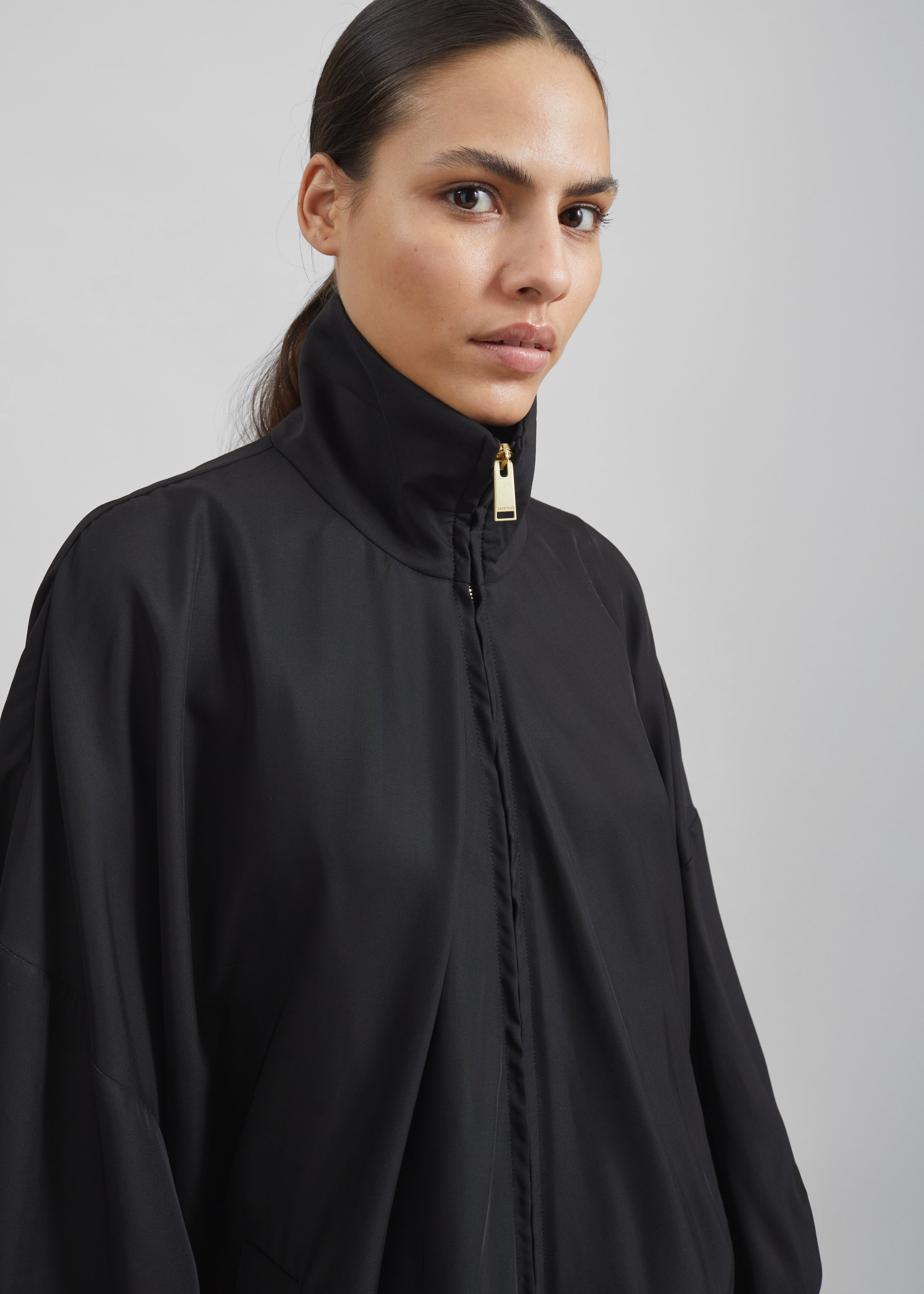 Darkpark Norma Draped Sleeves Bomber Jacket - Black - 9