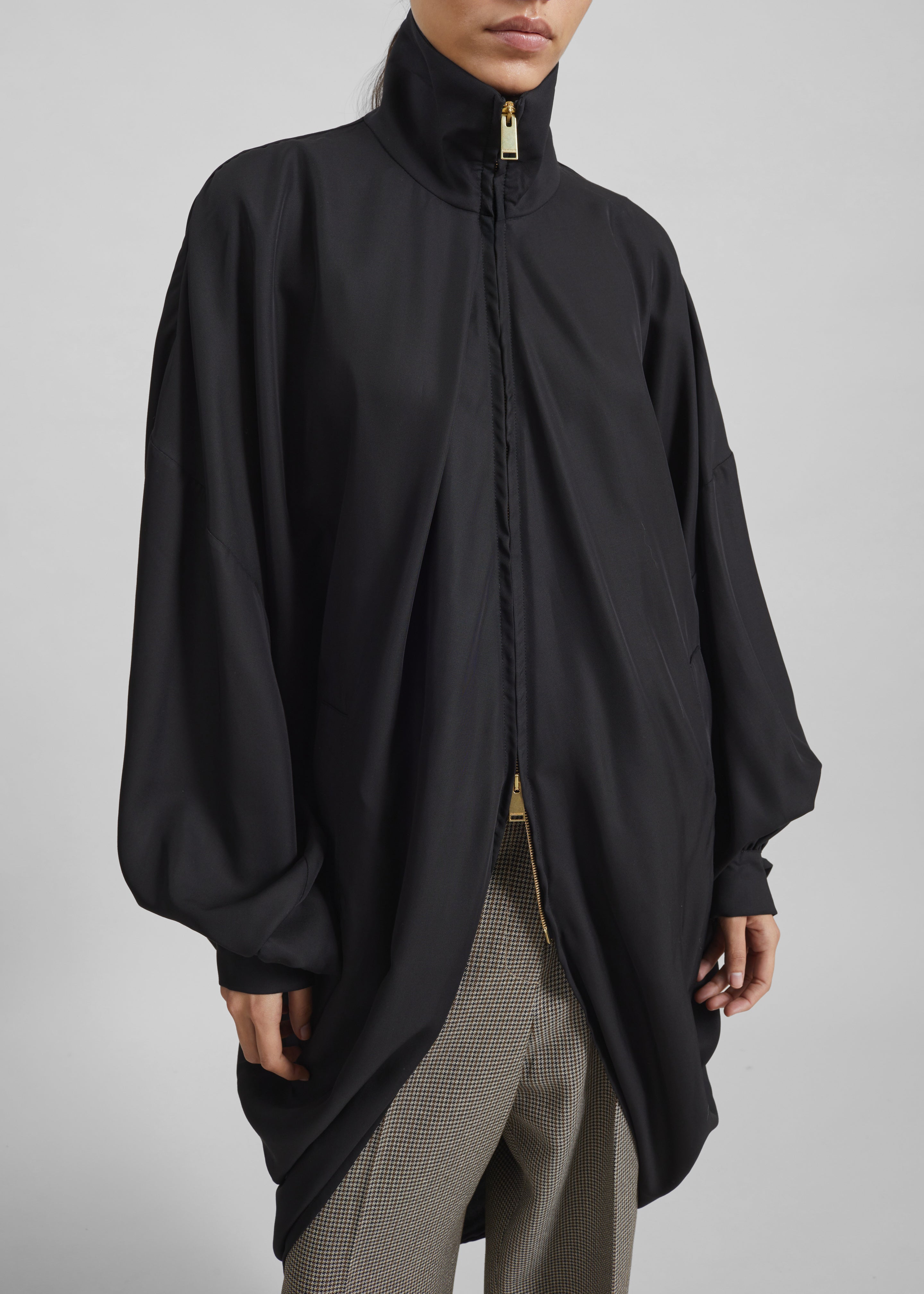 Darkpark Norma Draped Sleeves Bomber Jacket - Black - 7