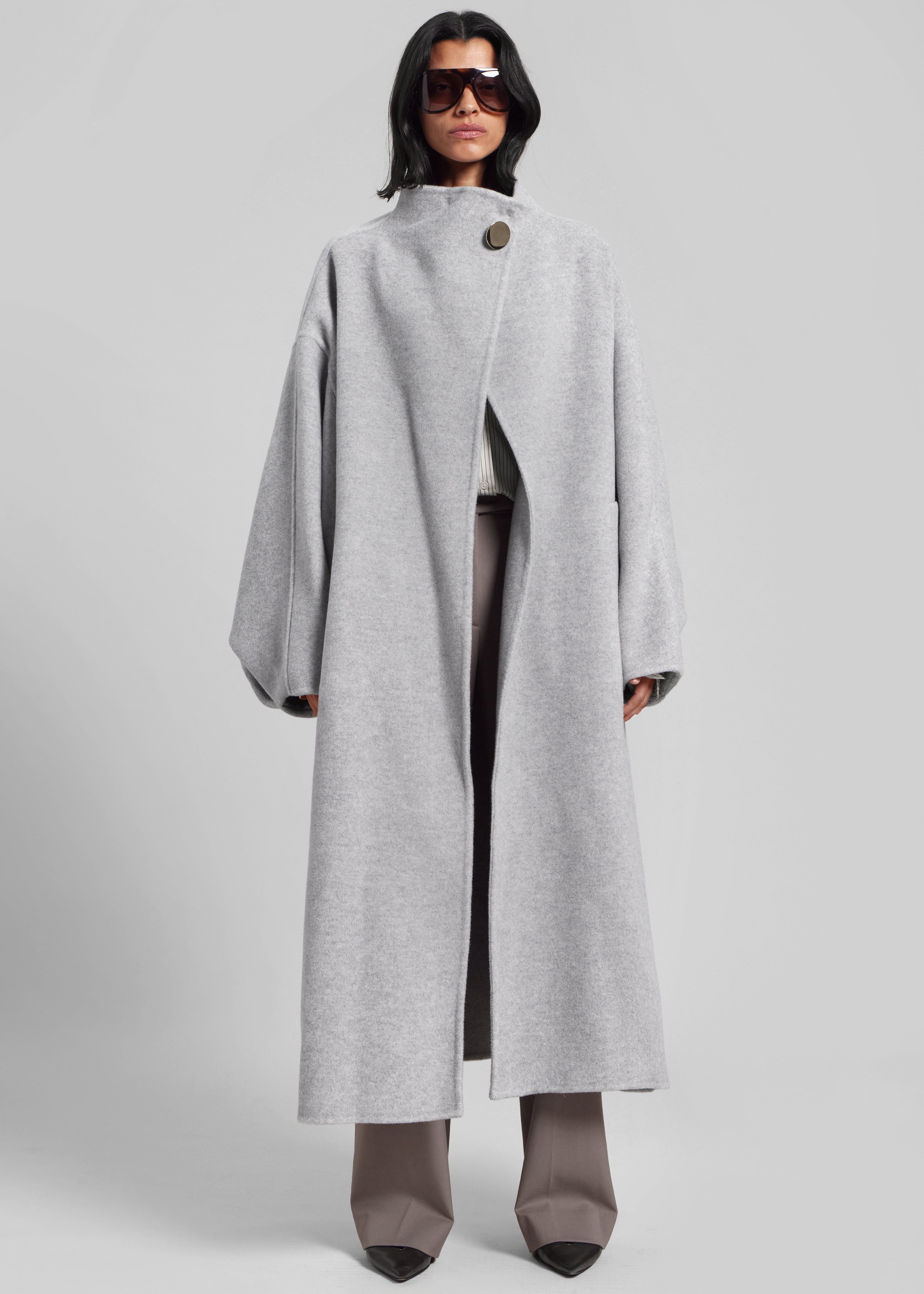 Darkpark North Oversized Cashmere Wool Coat - Grey Melange - 4