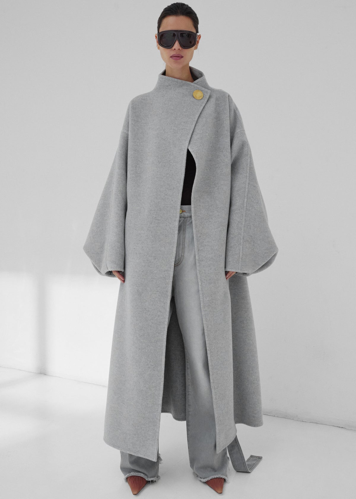 Darkpark North Oversized Cashmere Wool Coat - Grey Melange - 3