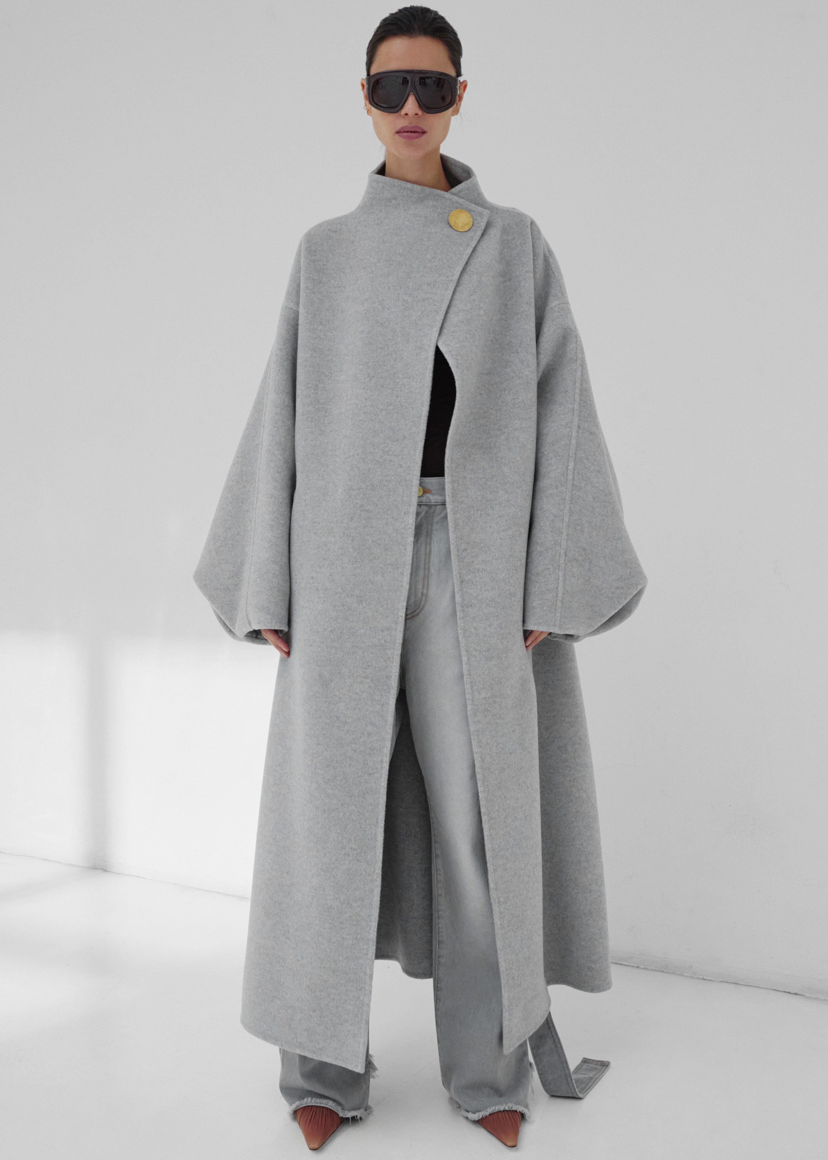 Darkpark North Oversized Cashmere Wool Coat - Grey Melange - 3