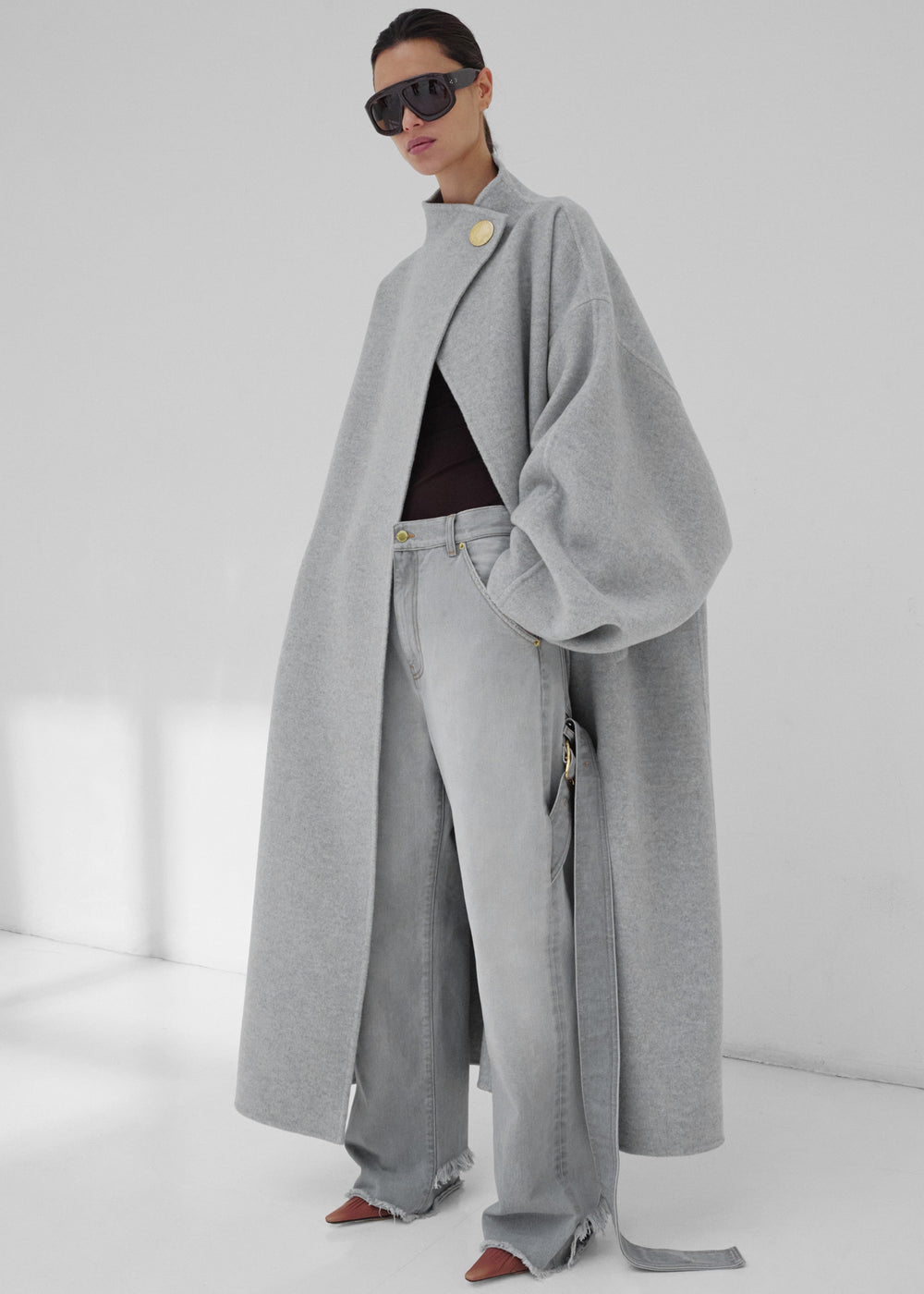Darkpark North Oversized Cashmere Wool Coat - Grey Melange