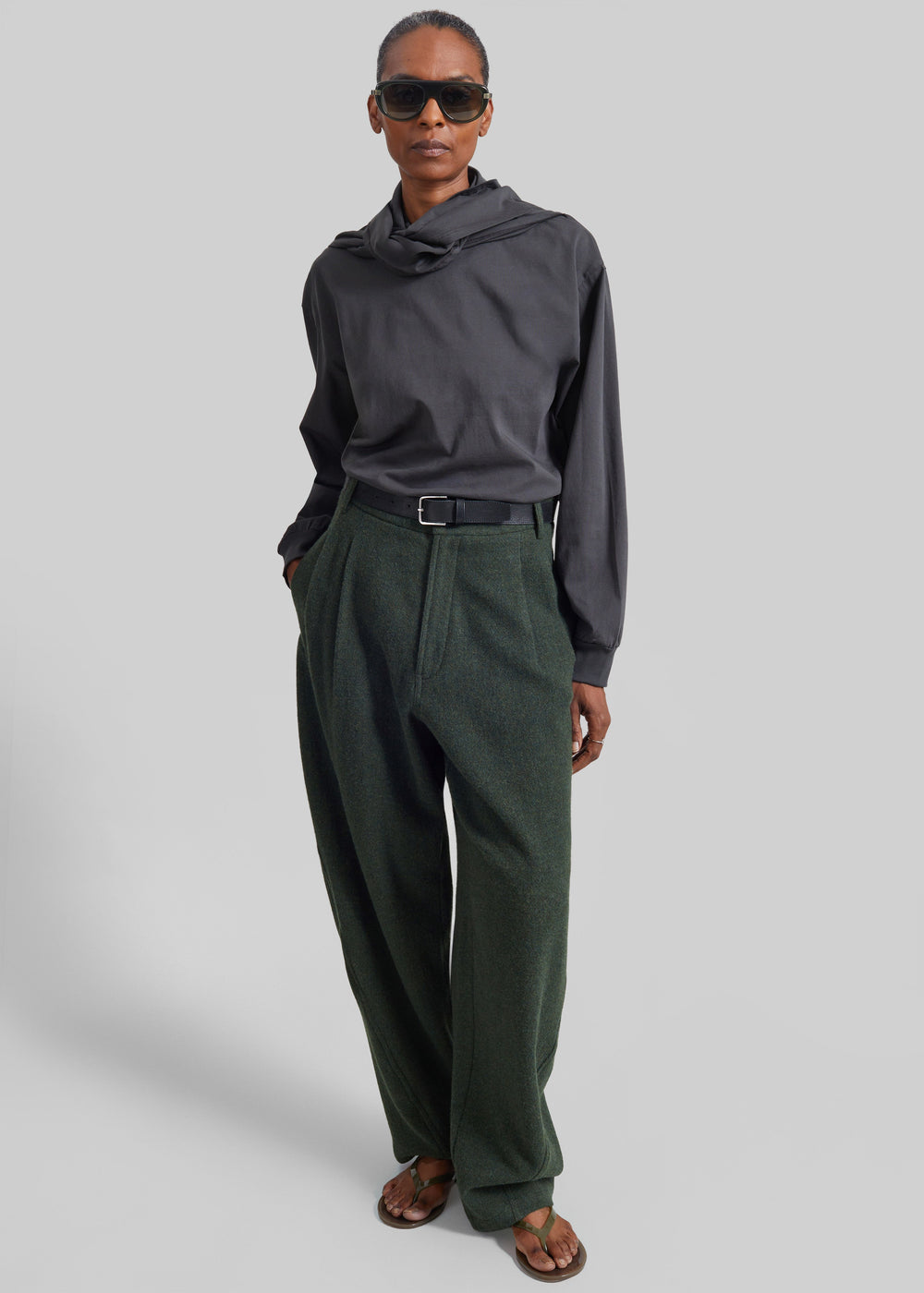 Darkpark pantalon large Phebe en laine - Vert