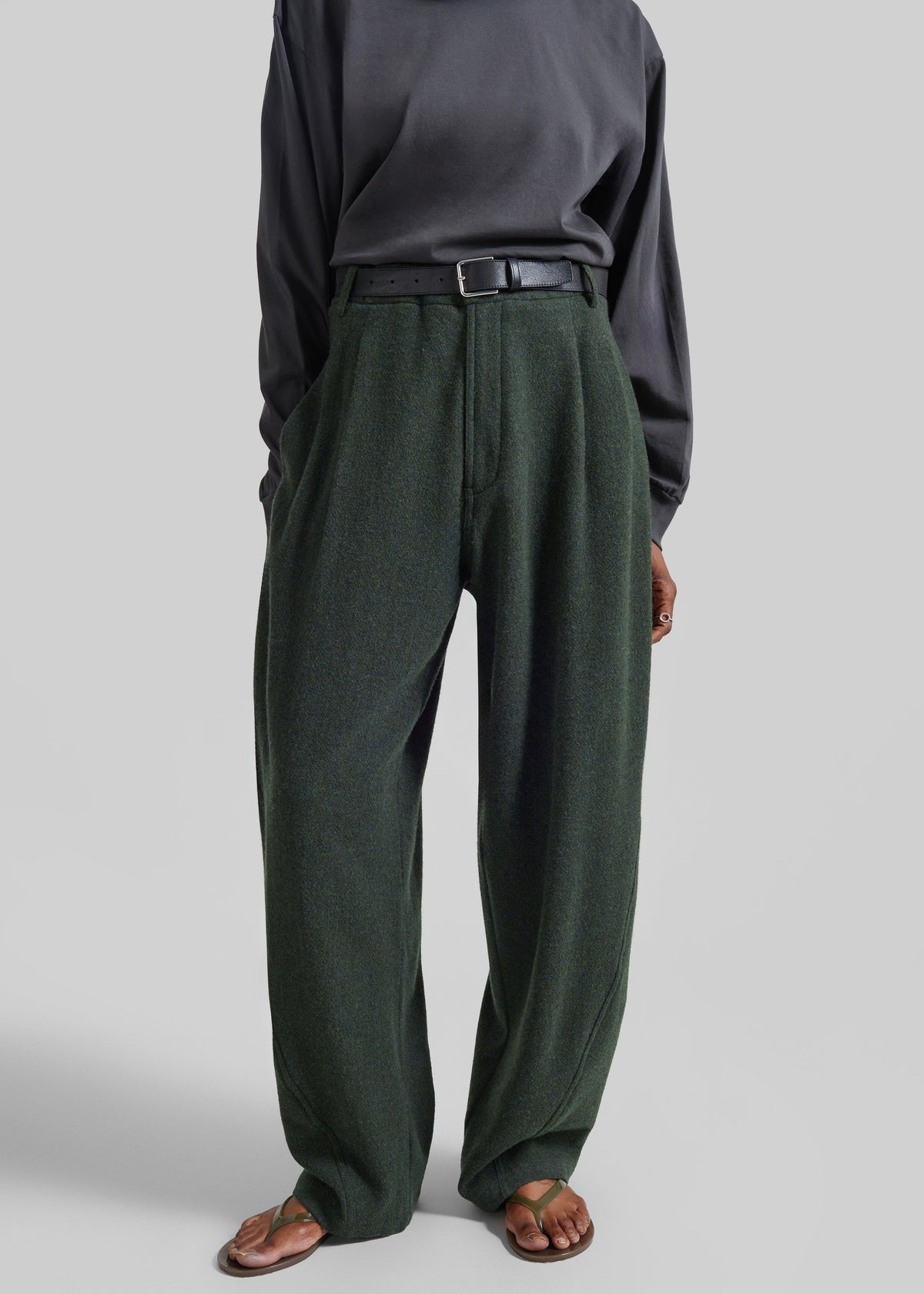 Darkpark Phebe Wool Wide Leg Pants - Green