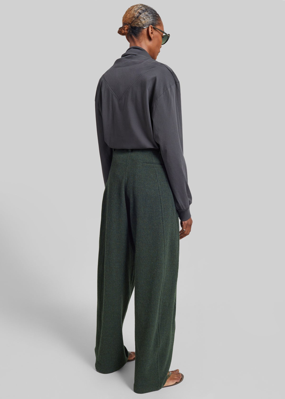 Darkpark Phebe Wool Wide Leg Pants - Green