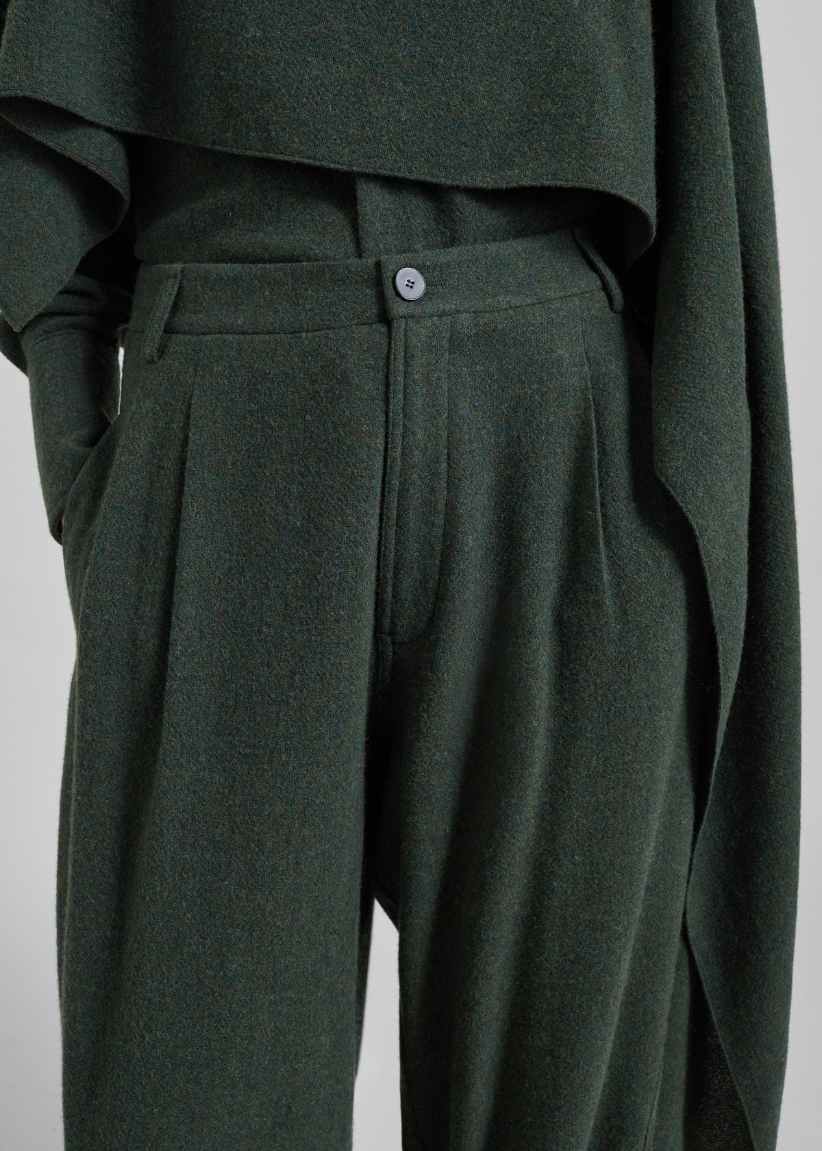 Darkpark Phebe Wool Wide Leg Pants - Green