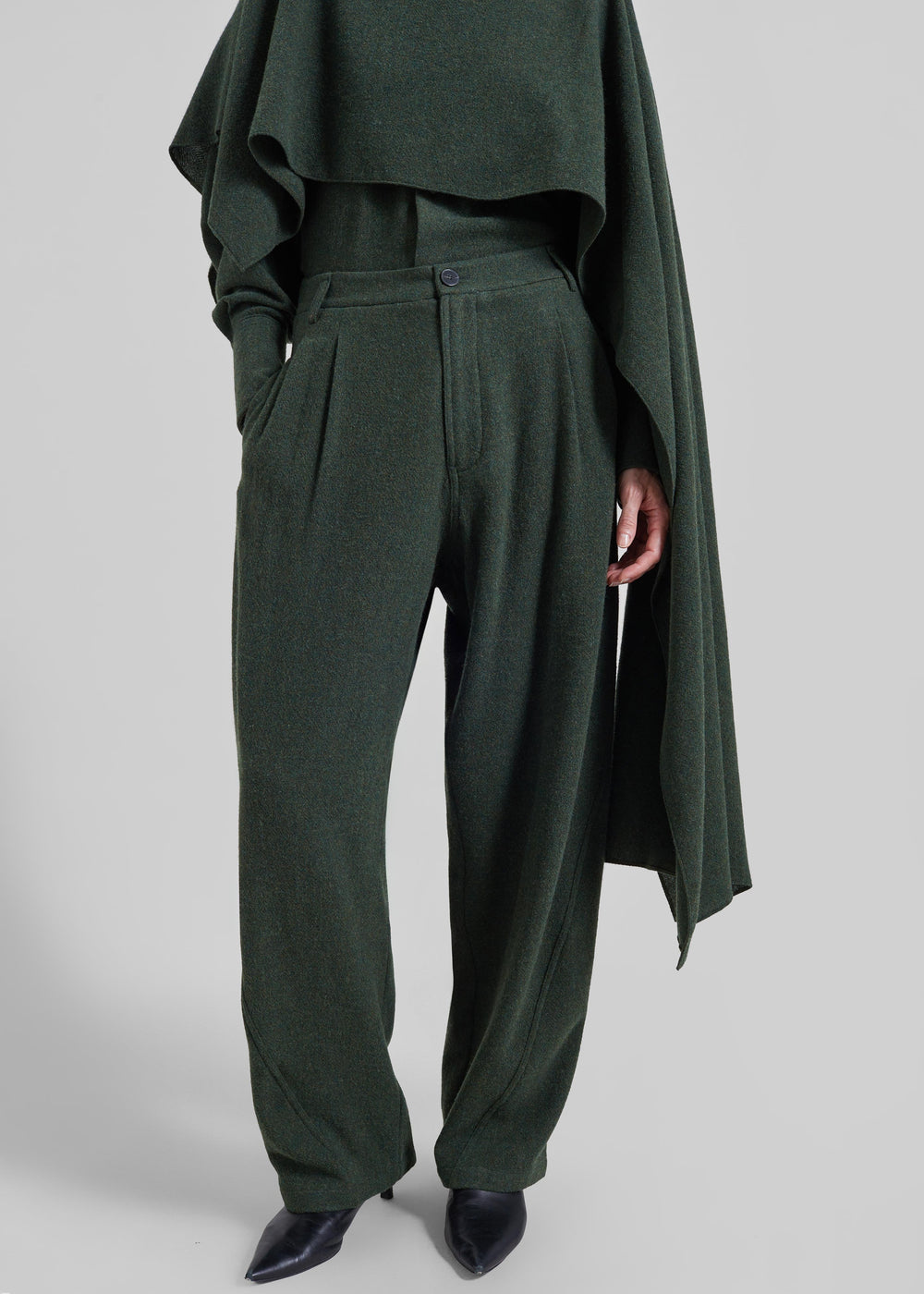 Darkpark pantalon large Phebe en laine - Vert - 1