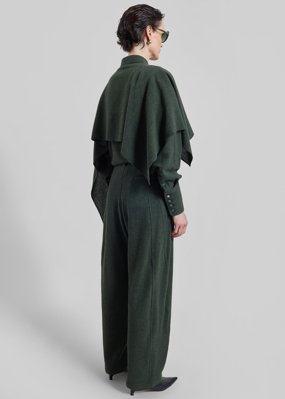 Darkpark Phebe Wool Wide Leg Pants - Green