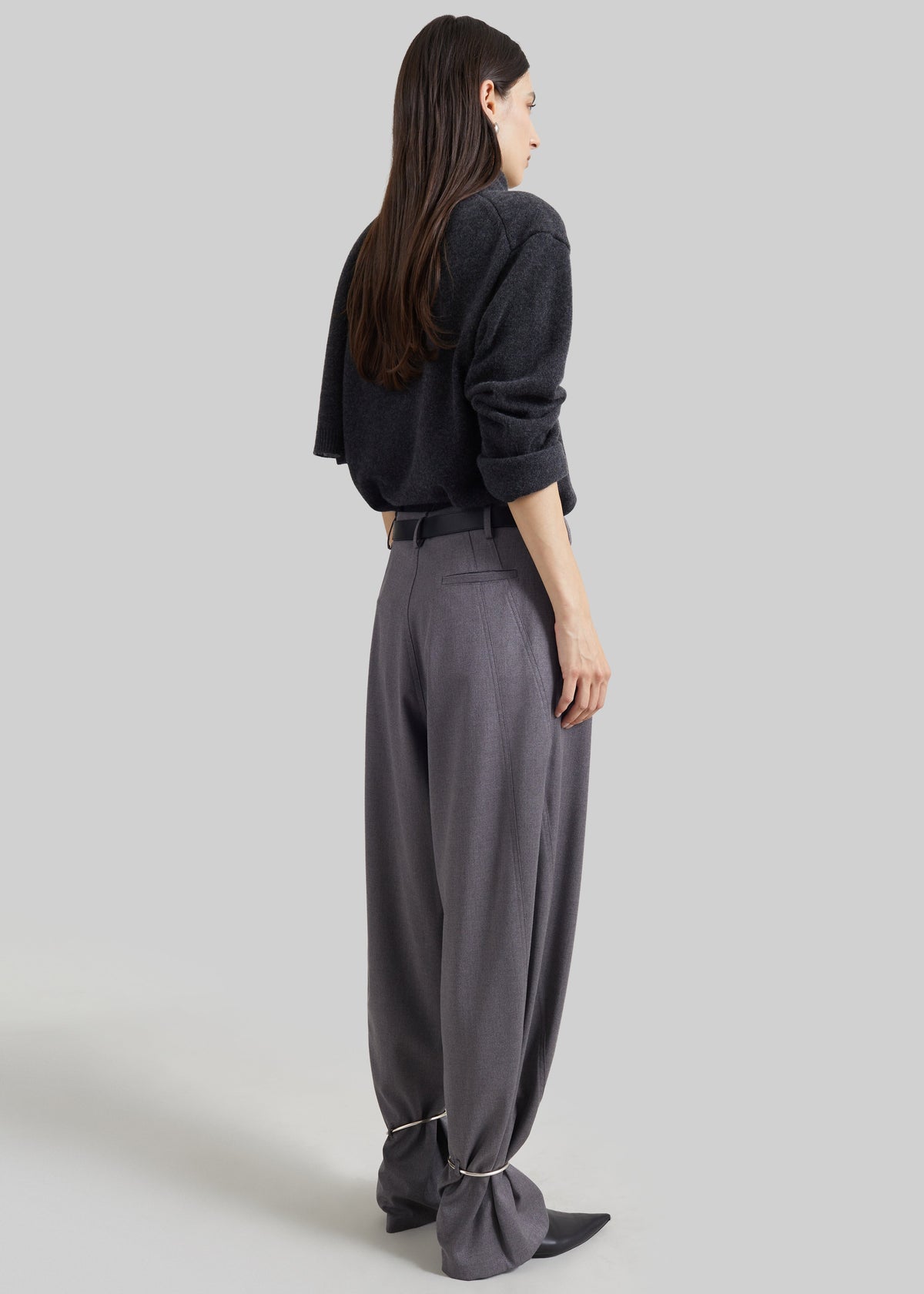 Darkpark Phebe Cuff Adorned Wide Leg Pants - Grey Melange