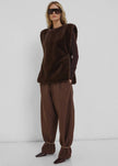 Darkpark Phebe Cuff Adorned Wide-Leg Comfort Suit Pants - Brown