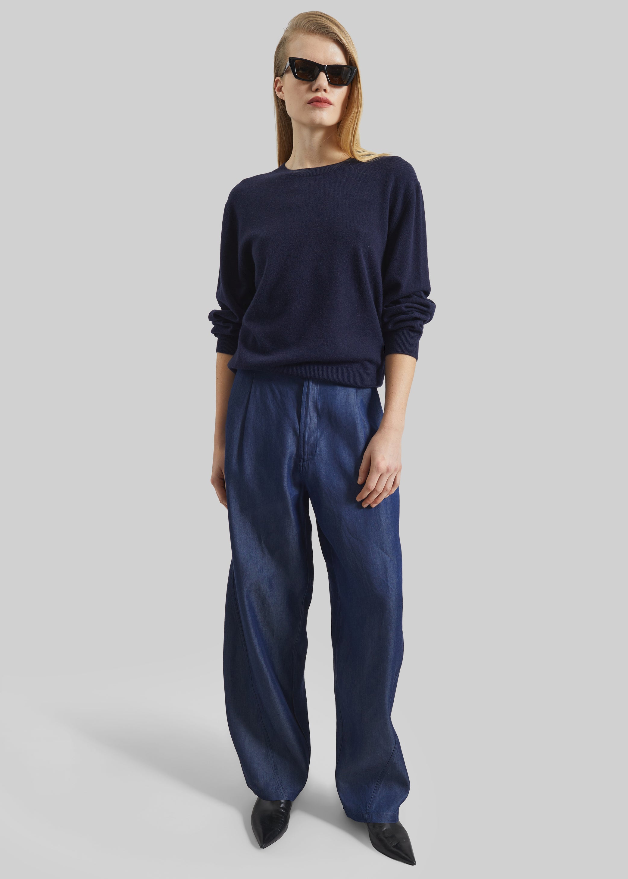 Shop the look image for Darkpark Phebe Light Chambray Wide-Leg Pants - Blue Denim