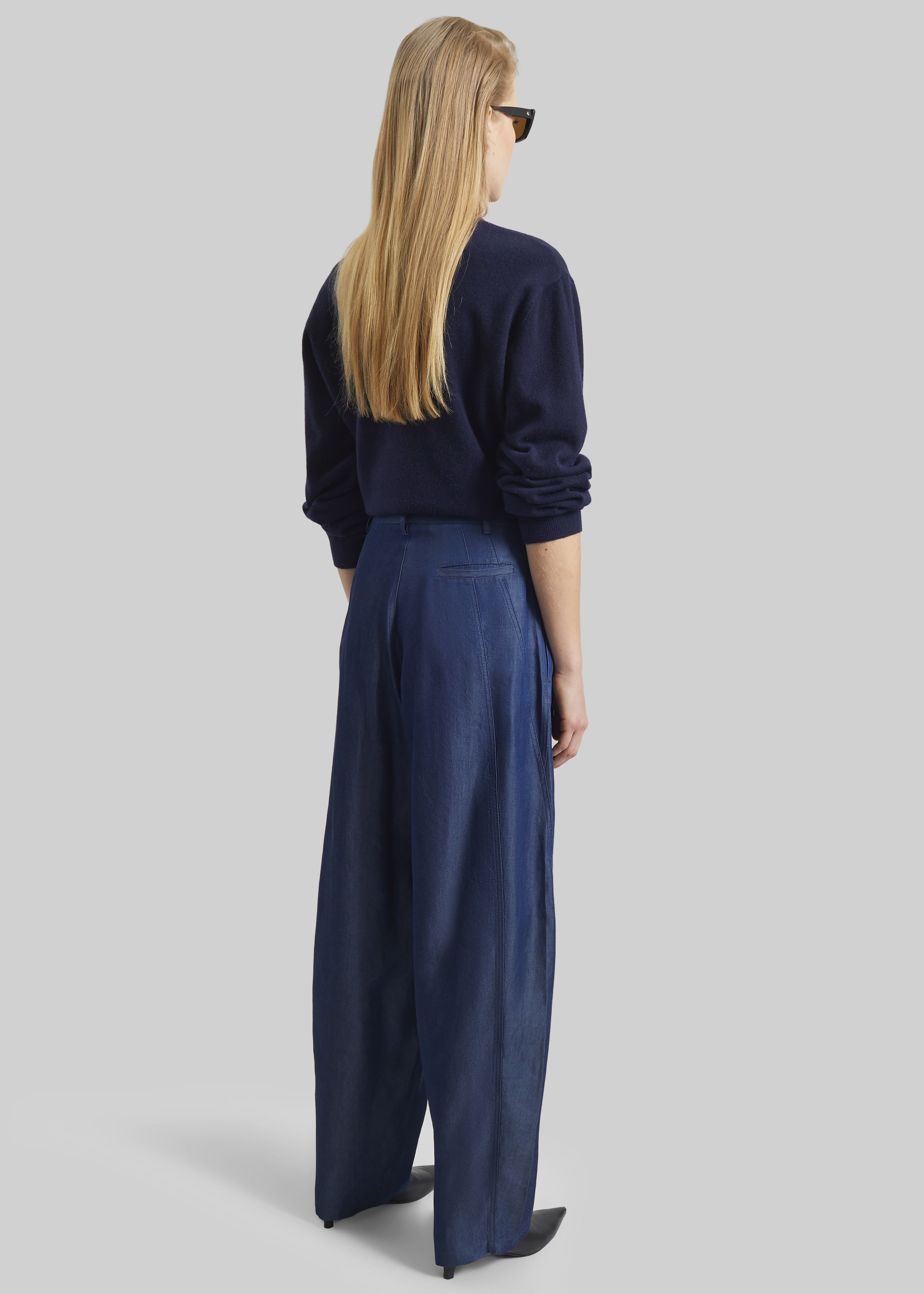 Darkpark Phebe Light Chambray Wide-Leg Pants - Blue Denim - 6