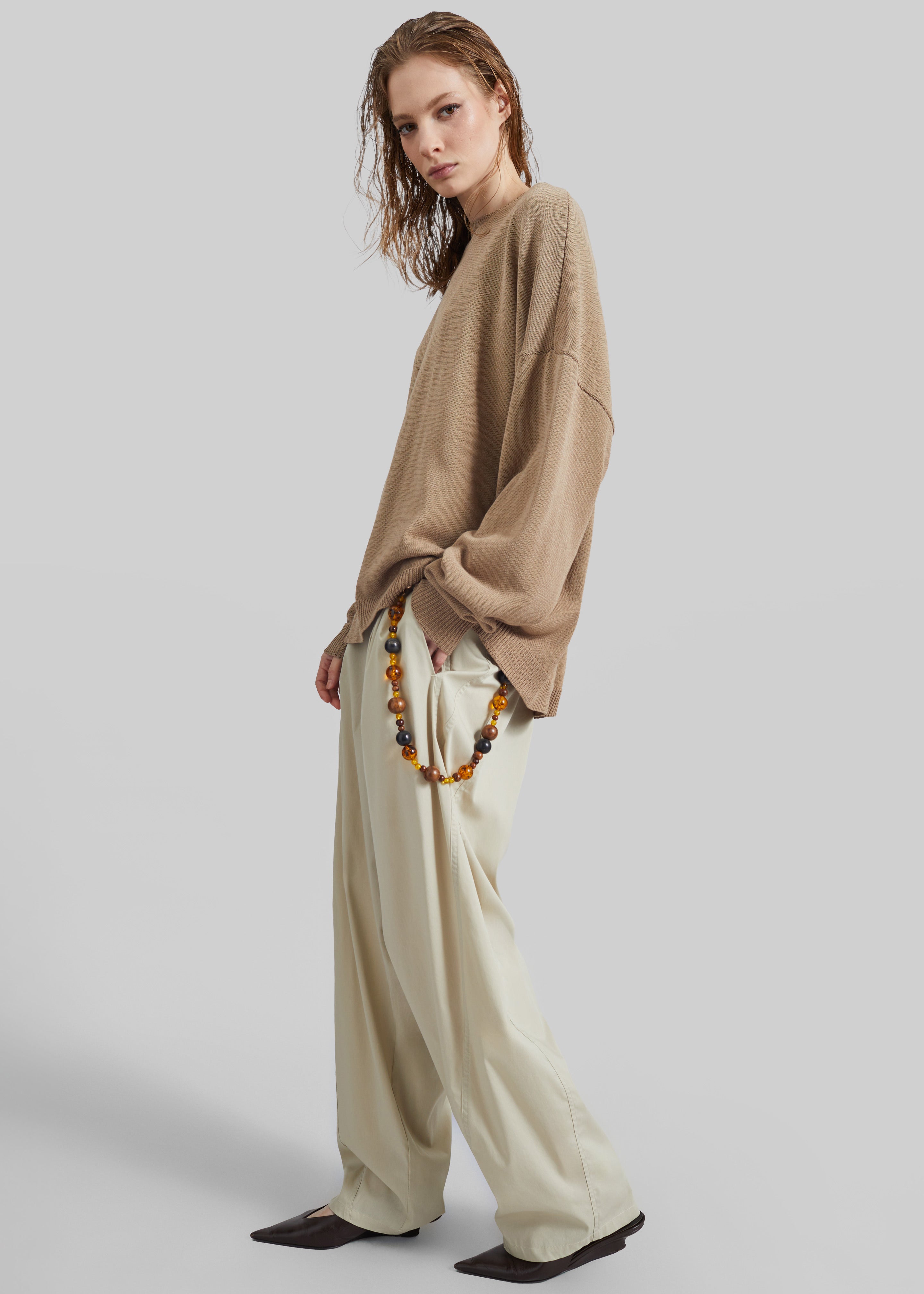 Darkpark Phebe Light Cotton Popeline Wide-Leg Pants - Beige – The