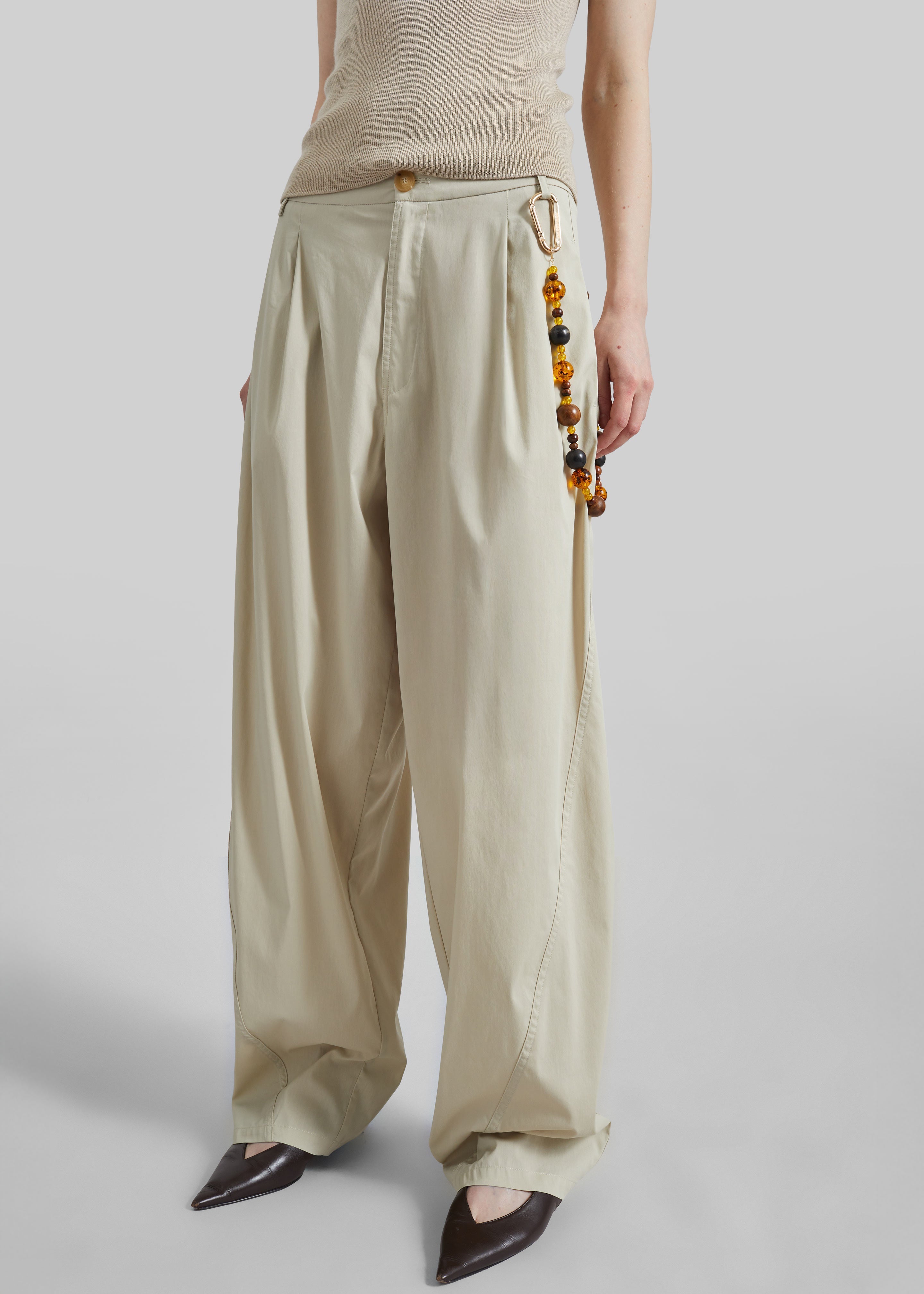 Darkpark Phebe Light Cotton Popeline Wide-Leg Pants - Beige – The