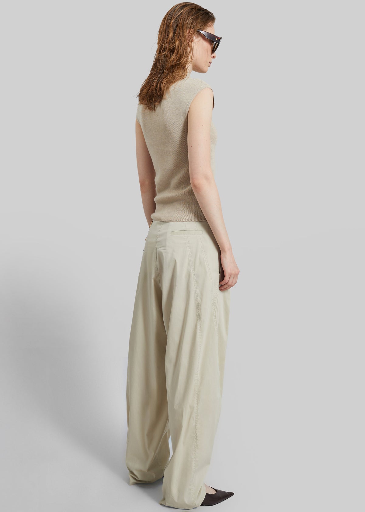 Darkpark Phebe Light Cotton Popeline Wide-Leg Pants - Beige - 6