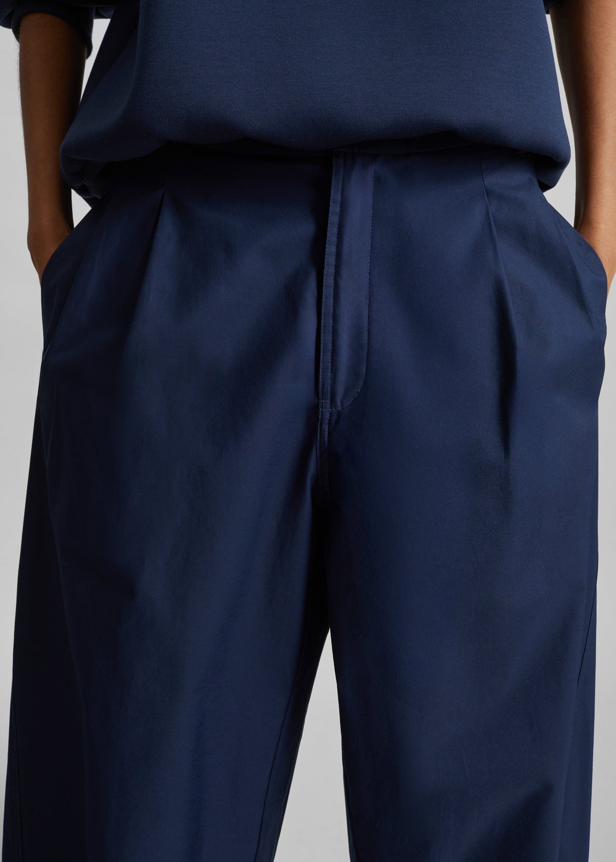 Darkpark Phebe Light Cotton Popeline Wide-Leg Pants - Blue Navy - 3