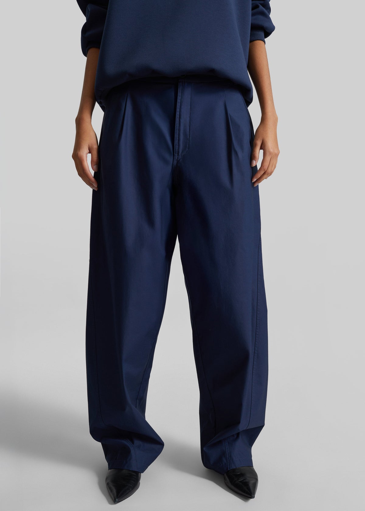 Darkpark Phebe Light Cotton Popeline Wide-Leg Pants - Blue Navy - 6