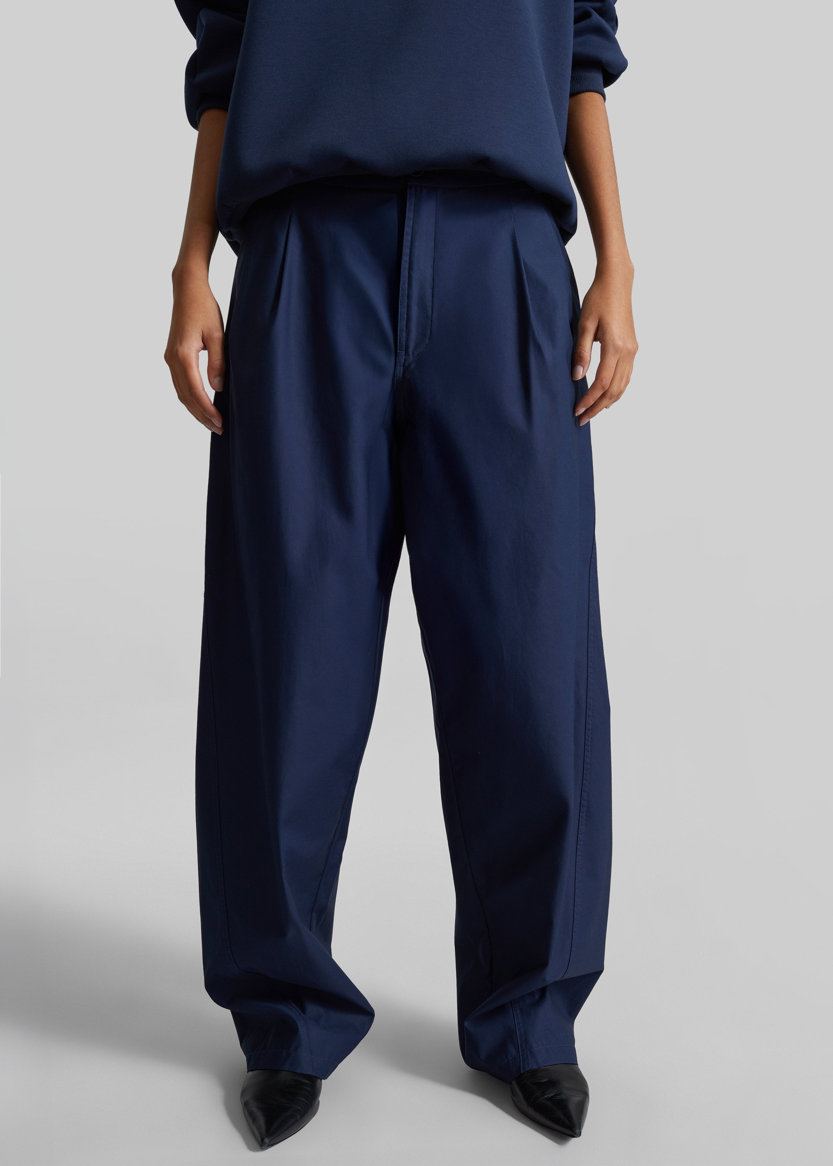 Darkpark Phebe Light Cotton Popeline Wide-Leg Pants - Blue Navy - 6