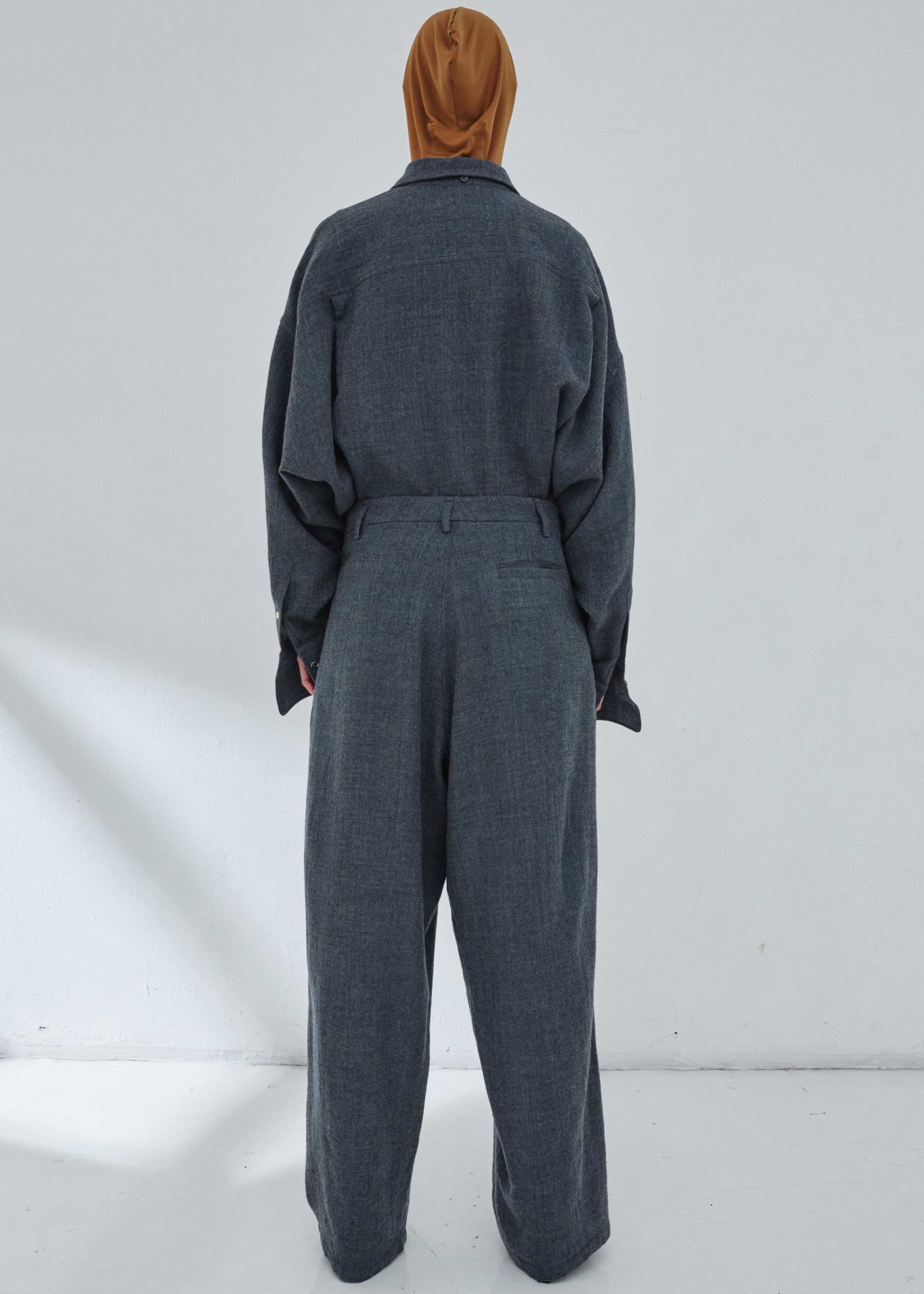 Darkpark Phebe Wide-Leg Japanese Light Wool Pants - Grey Melange - 5