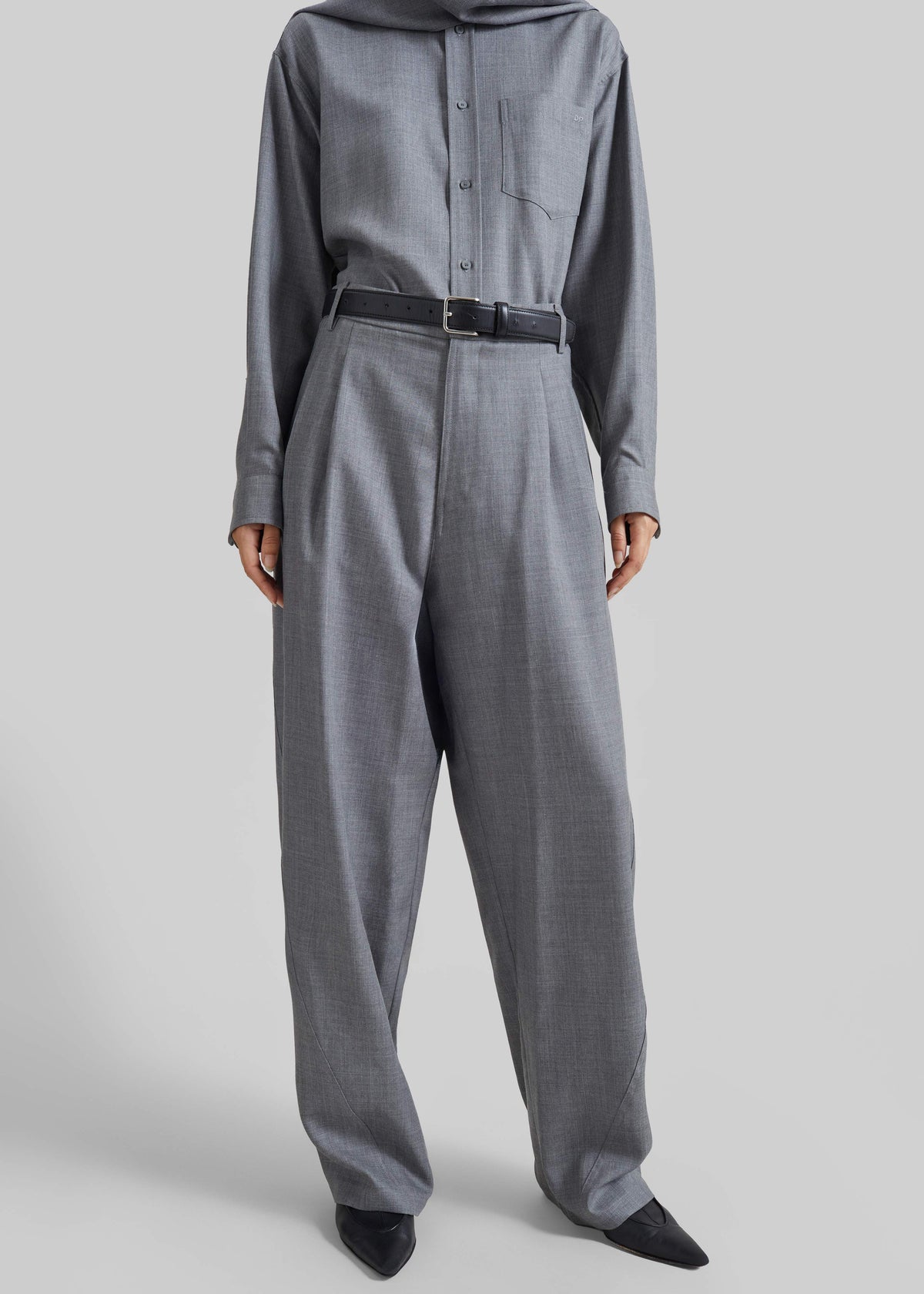 Darkpark Phebe Wool Wide Leg Pants - Grey