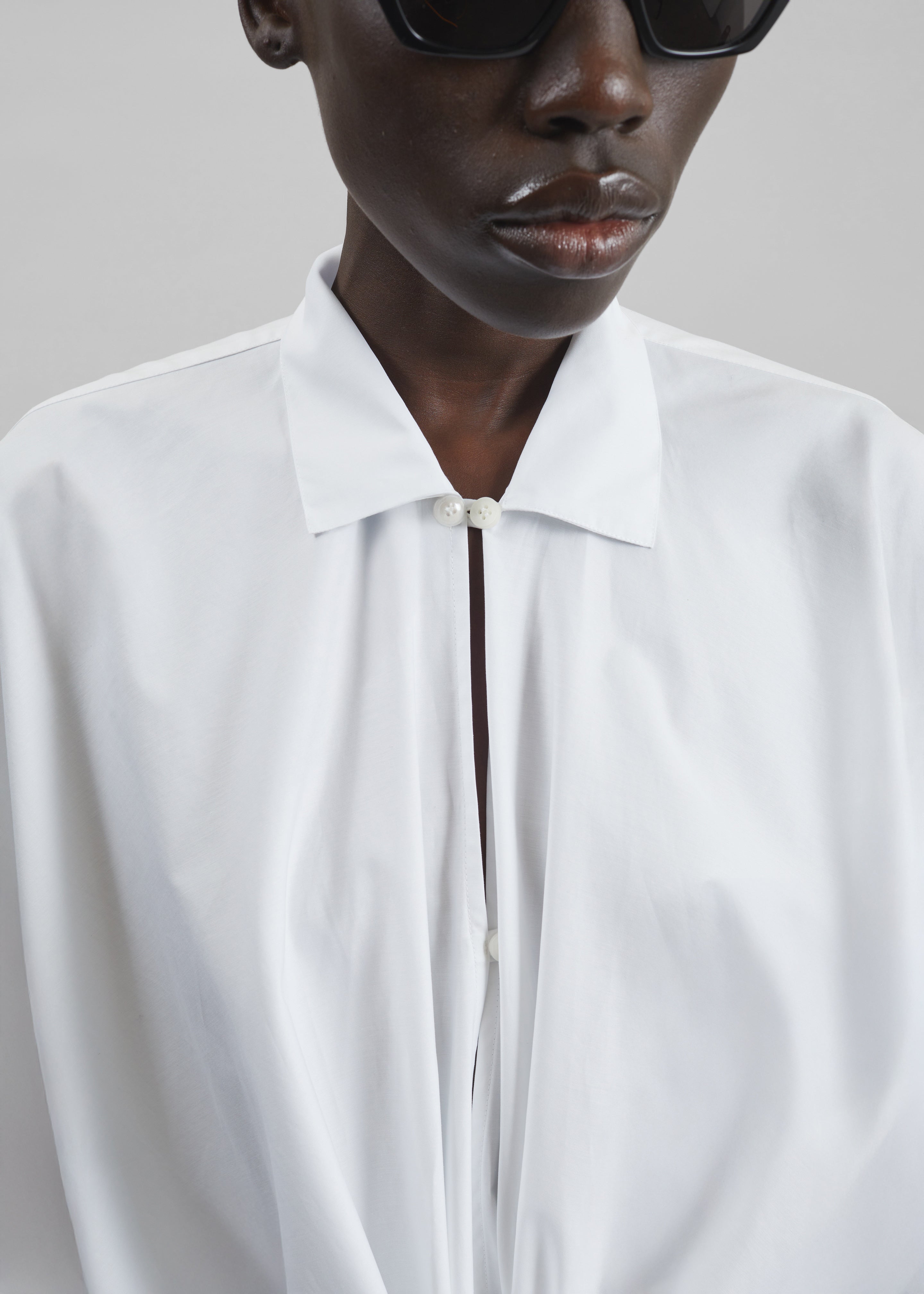 Darkpark Romy Light Cotton Popeline Drap Shirt - White - 5