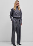 Darkpark pantalon Ronda en laine avec ceinture en cuir - Gris foncé