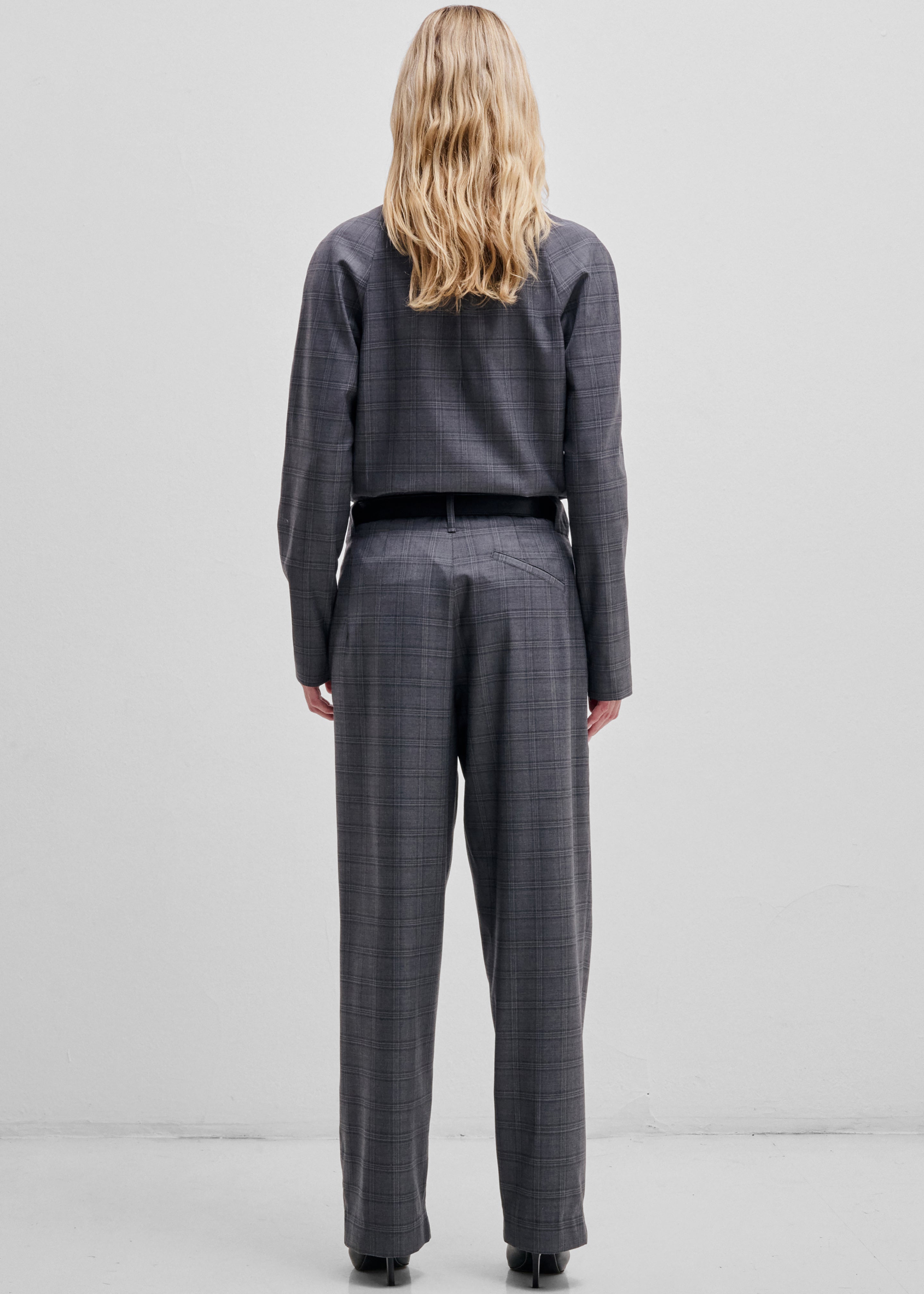 Darkpark pantalon Ronda en laine avec ceinture en cuir - Gris foncé - 4