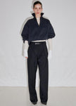 Darkpark Ronda Leather Belt Wool Trousers - Dark Grey