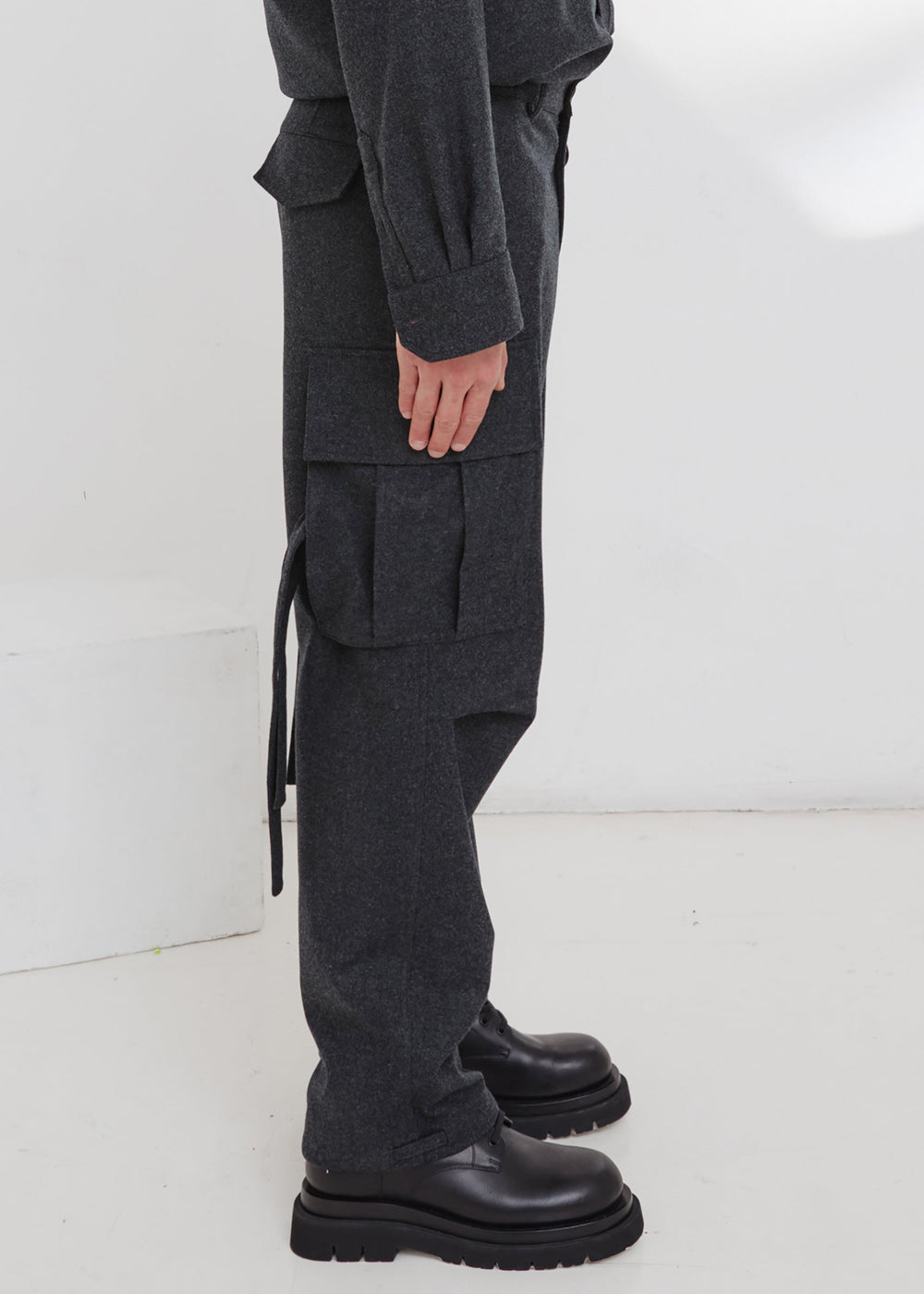 Darkpark Saint - Cargo Wool Pants - Dark Grey Melange - 1