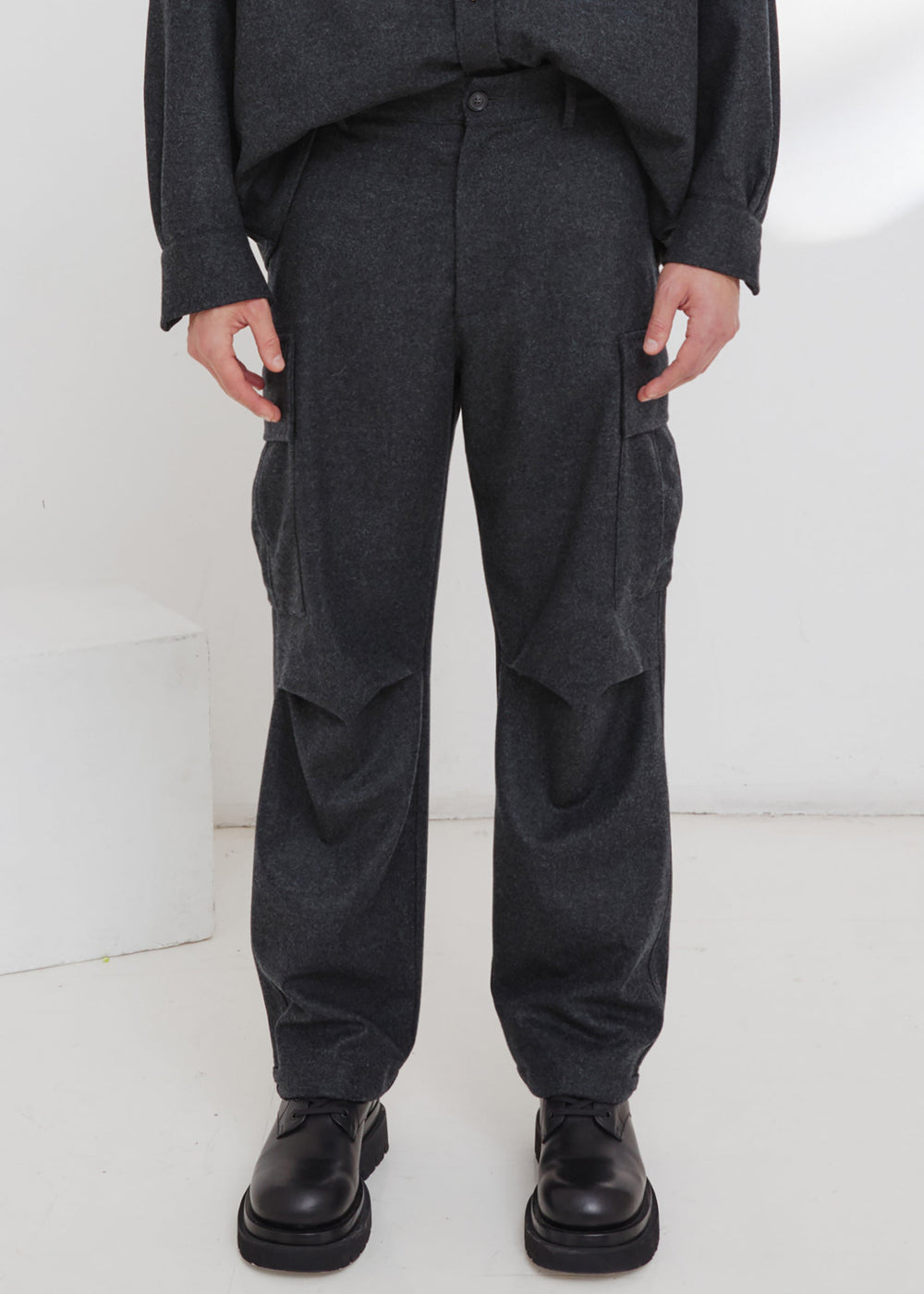 Darkpark Saint - Cargo Wool Pants - Dark Grey Melange