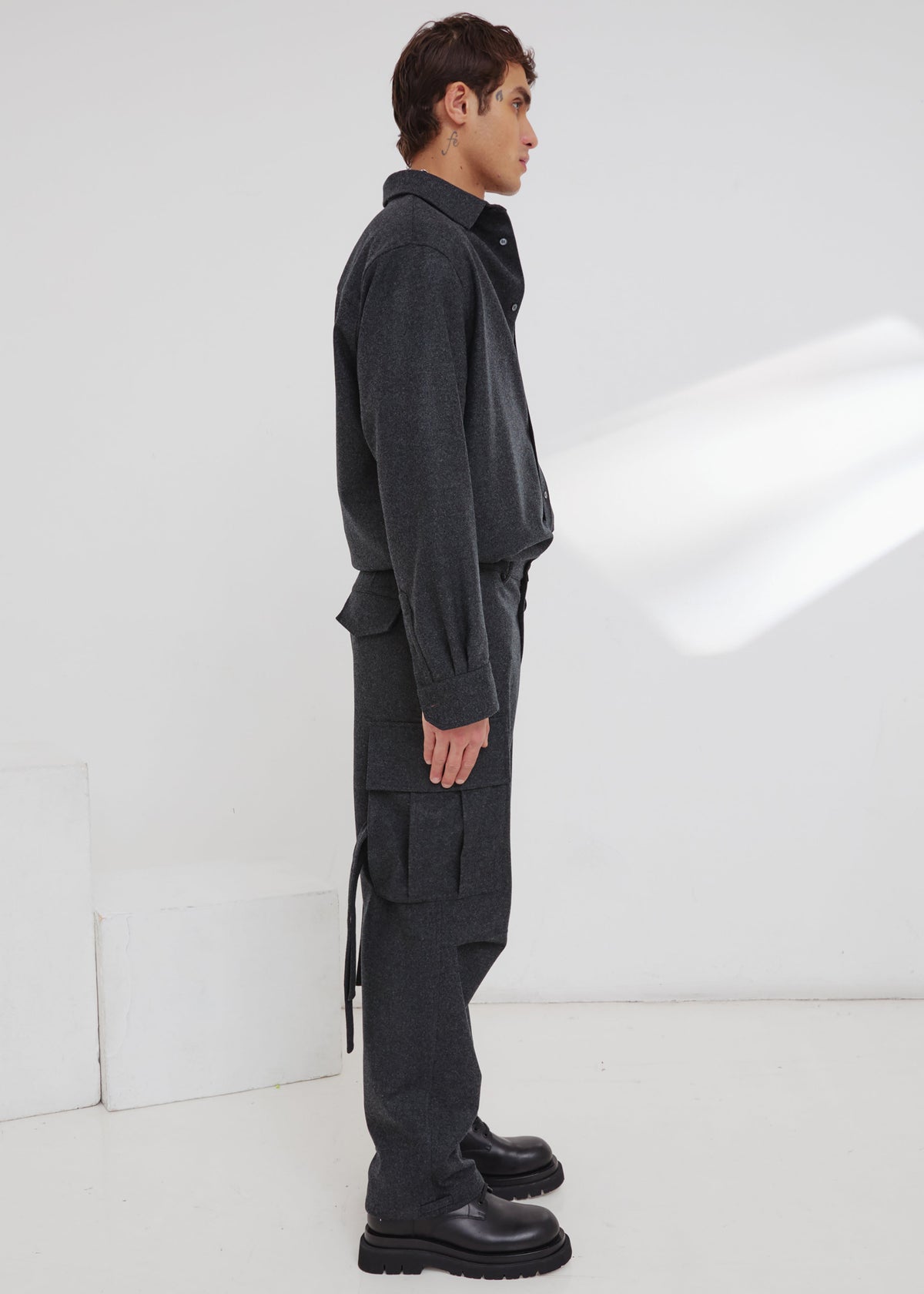 Darkpark Saint - Cargo Wool Pants - Dark Grey Melange - 4