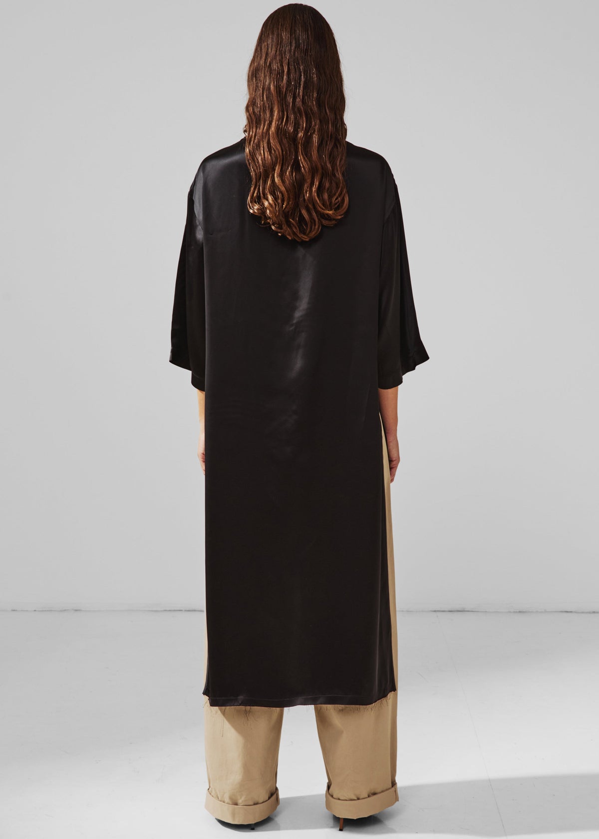 Darkpark Tara Satin Asymmetric Shirt - Black - 4