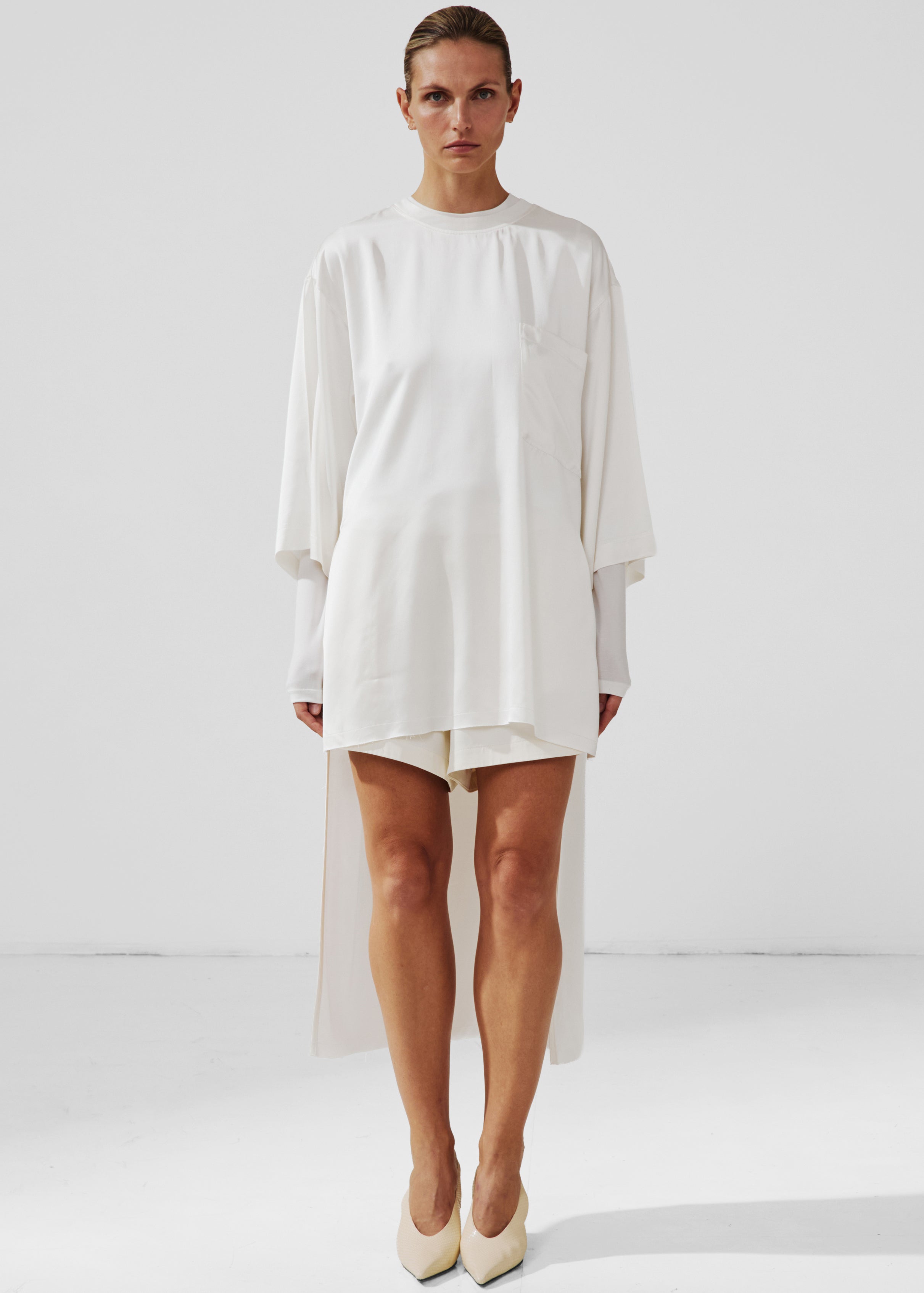 Darkpark Tara Satin Asymmetric Shirt - Off-White - 2