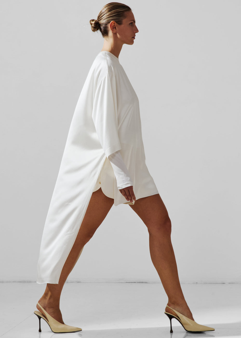 Darkpark Tara Satin Asymmetric Shirt - Off-White