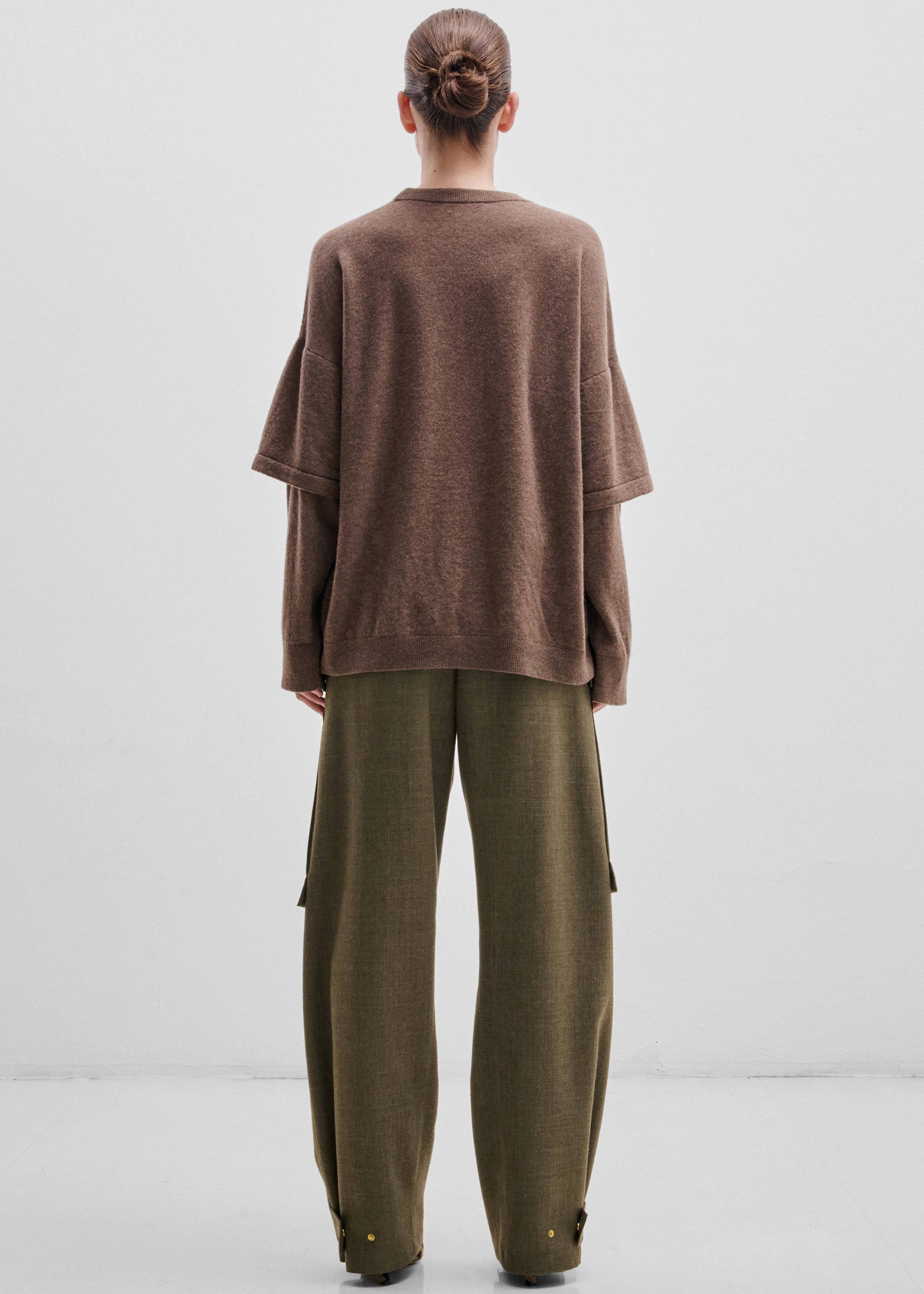 Darkpark Troy Cashmere Wool Double Sleeve Tee - Brown