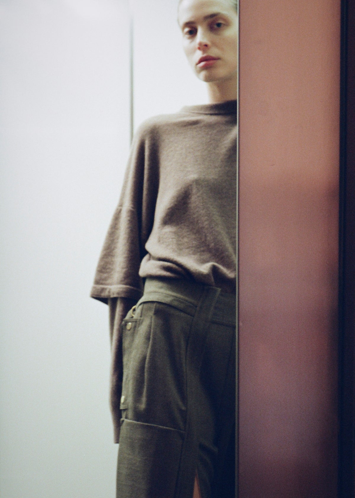 Darkpark Troy Cashmere Wool Double Sleeve Tee - Brown