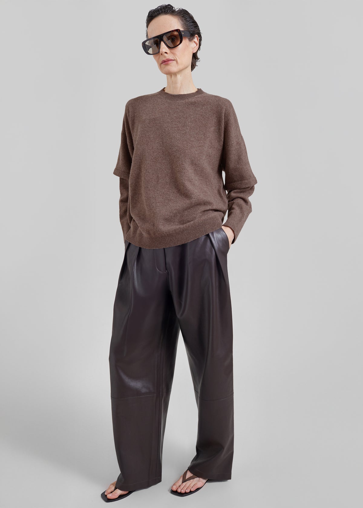Shop the look image for Darkpark Troy Cashmere Wool Double Sleeve Tee - Brown