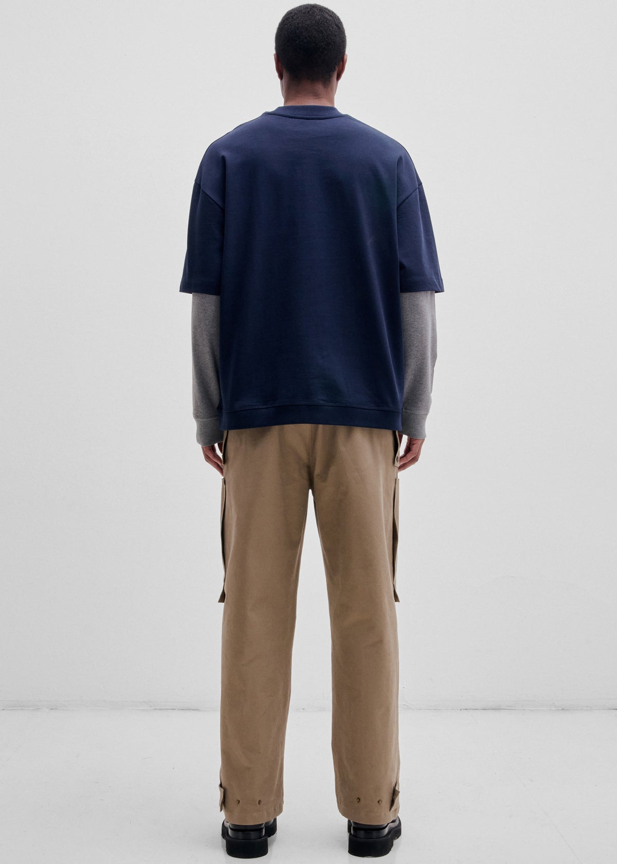 Darkpark Troy - Double Colour Sleeve Tee - Dark Blue/ Grey Melange