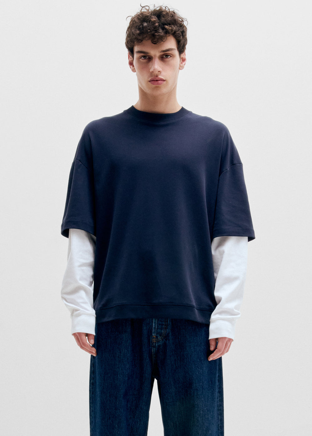 Darkpark t-shirt Troy à manches bicolores - Bleu foncé/Blanc