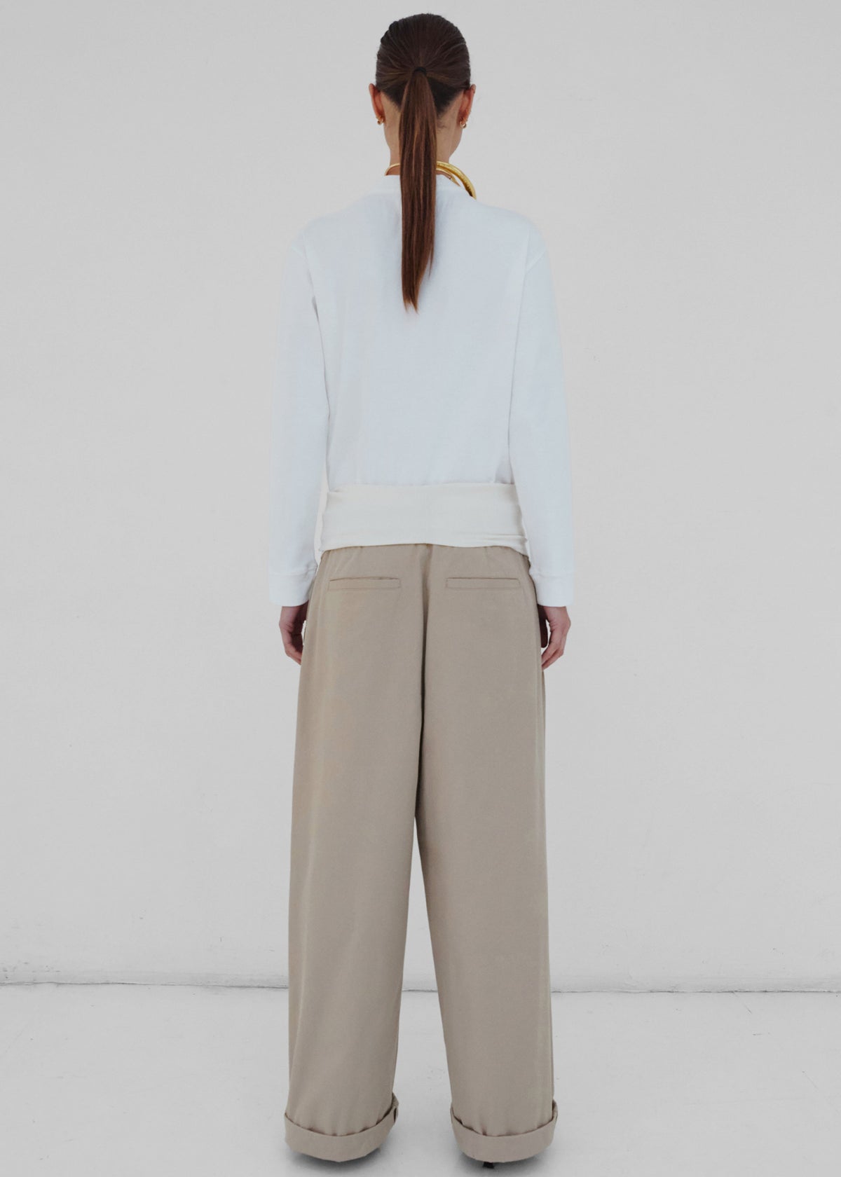 Darkpark Wendy Elastic Waist Wide-Leg Trousers - Beige - 7