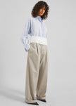 Darkpark Wendy Elastic Waist Wide-Leg Trousers - Beige