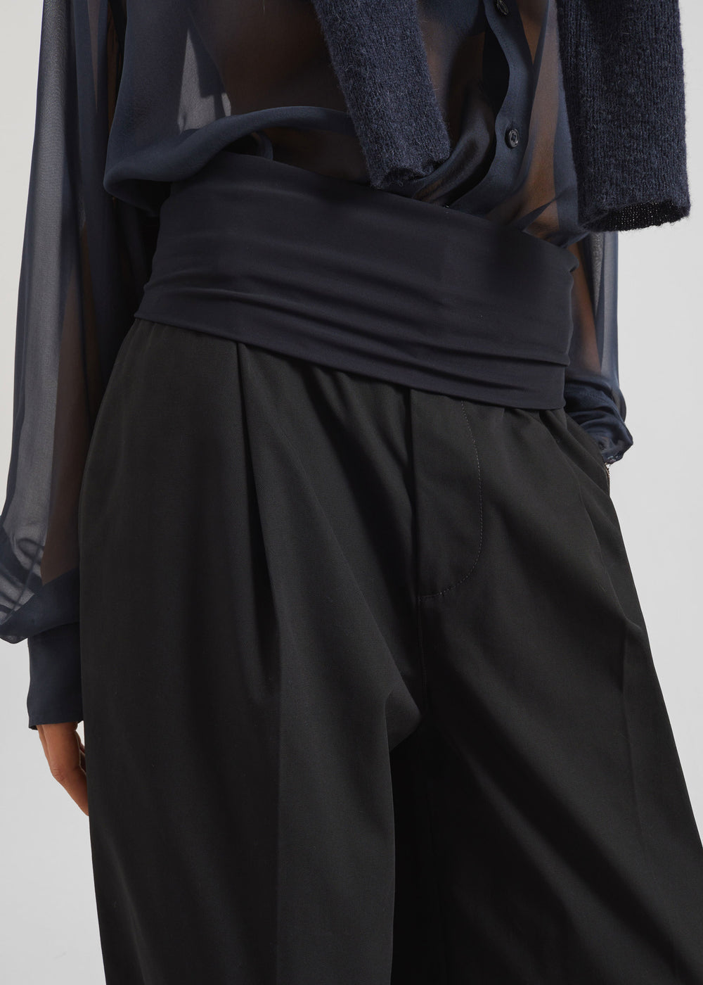 Darkpark Wendy Elastic Waist Wide Leg Trousers - Black - 1