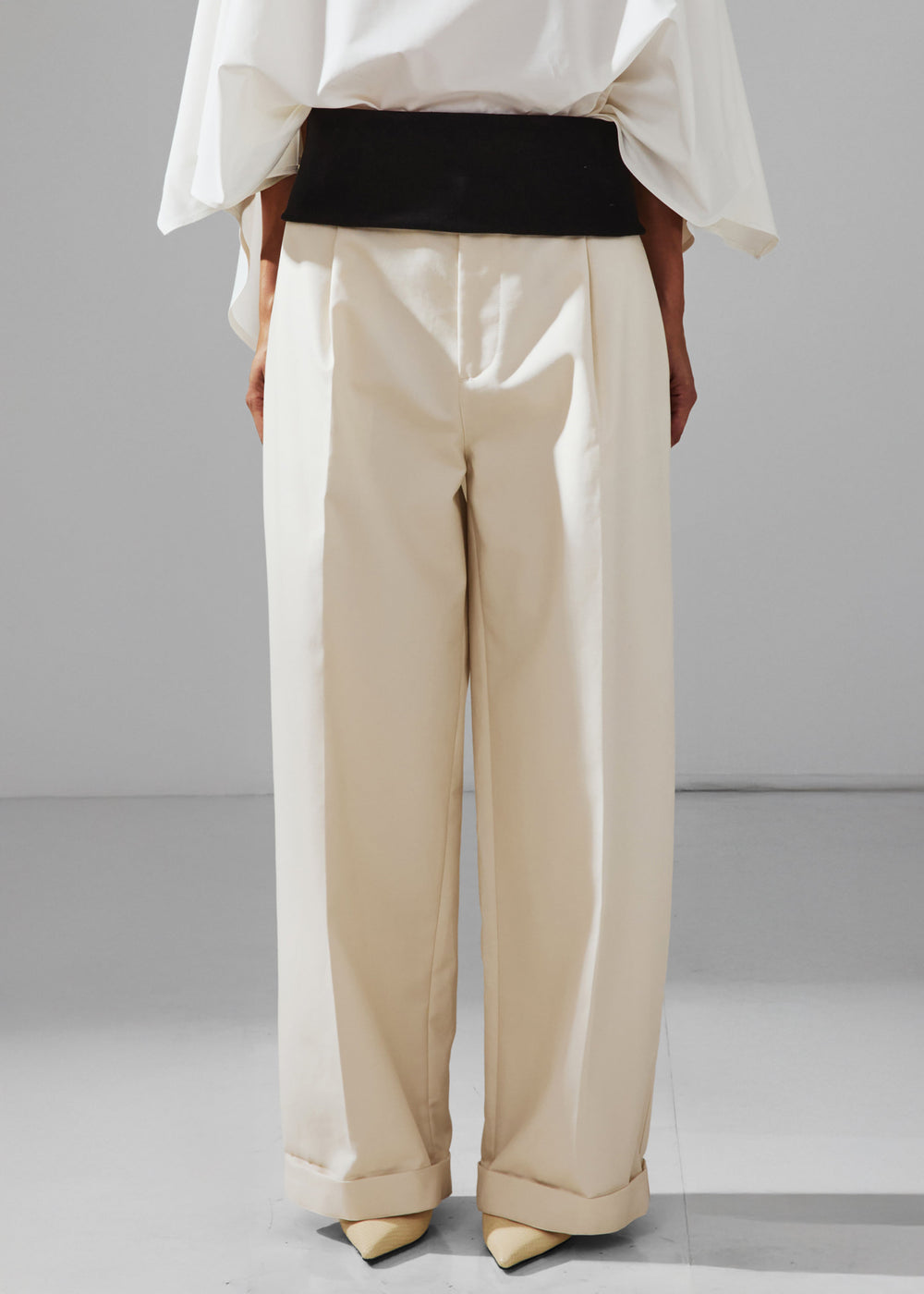 Darkpark Wendy Elastic Waist Wide-Leg Trousers - White - 1
