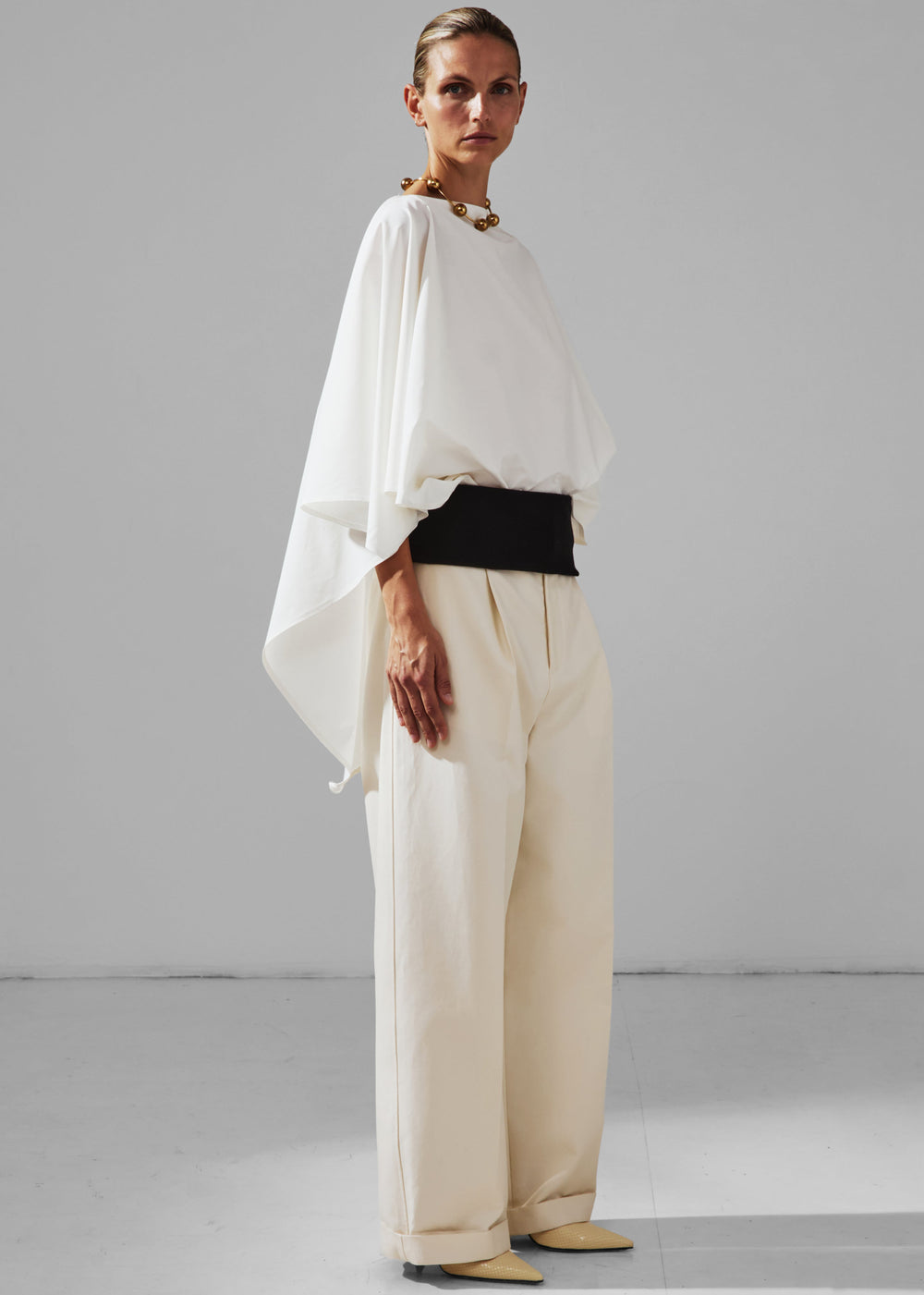 Darkpark Wendy Elastic Waist Wide-Leg Trousers - White