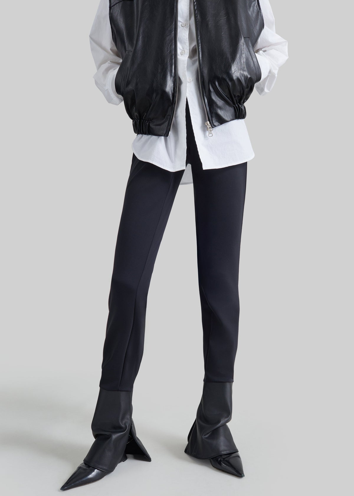 Darkpark Zoe Leather Cuff Leggings - Black