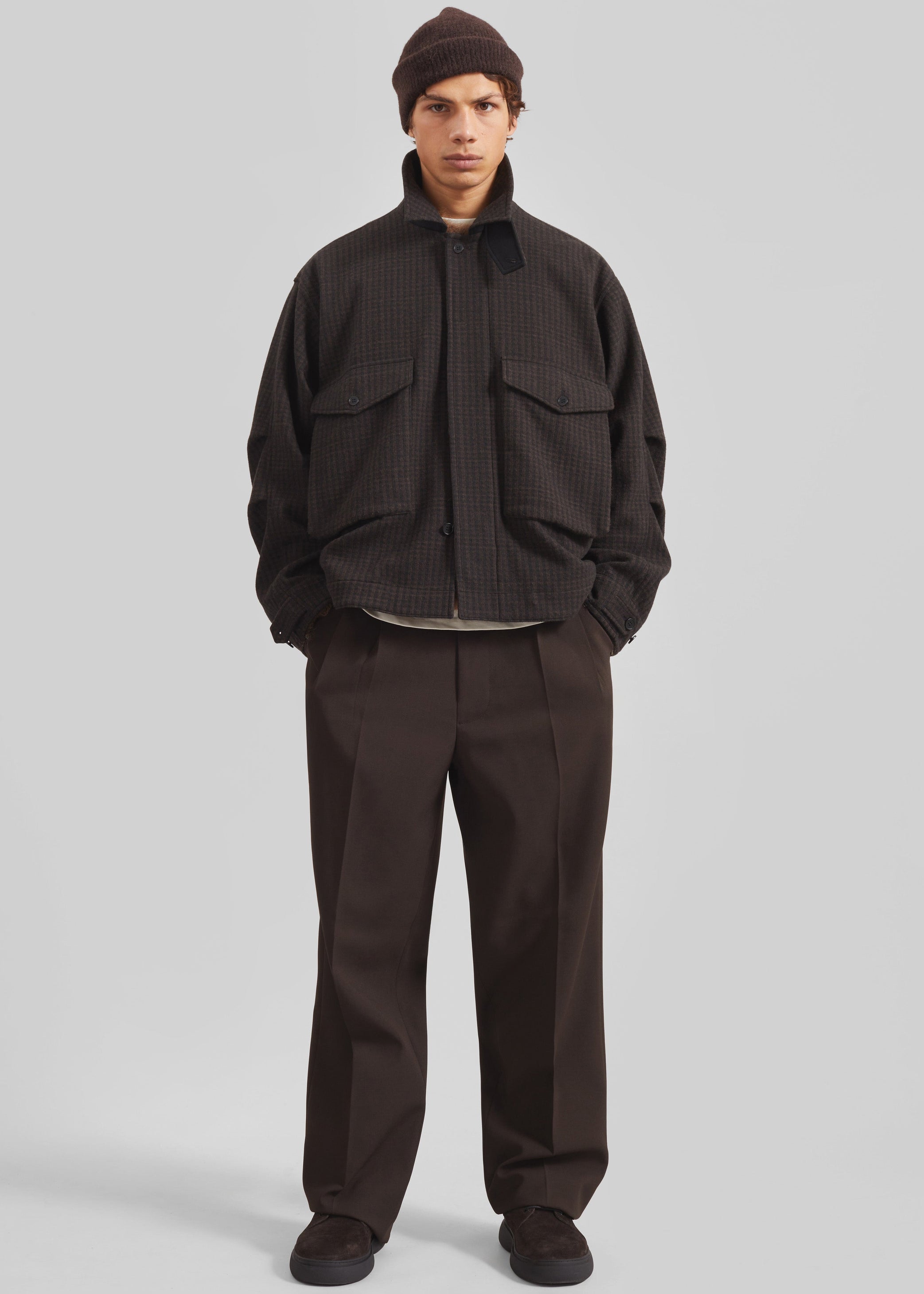 Shop the look image for Dashiell Boxy Jacket - Black/Brown